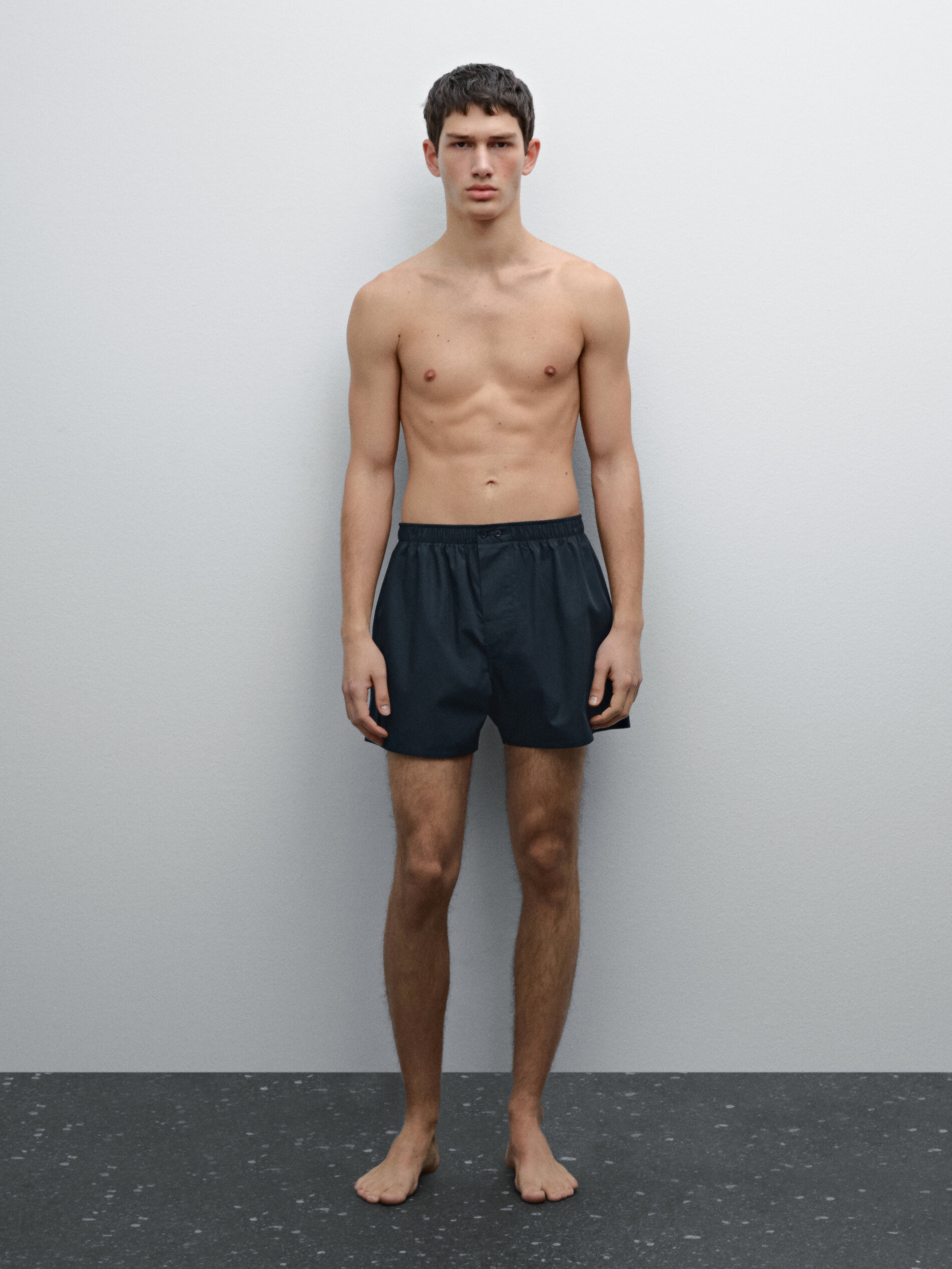 100% Cotton Poplin Briefs - Bleu Marine - Xl - Massimo Dutti - Homme