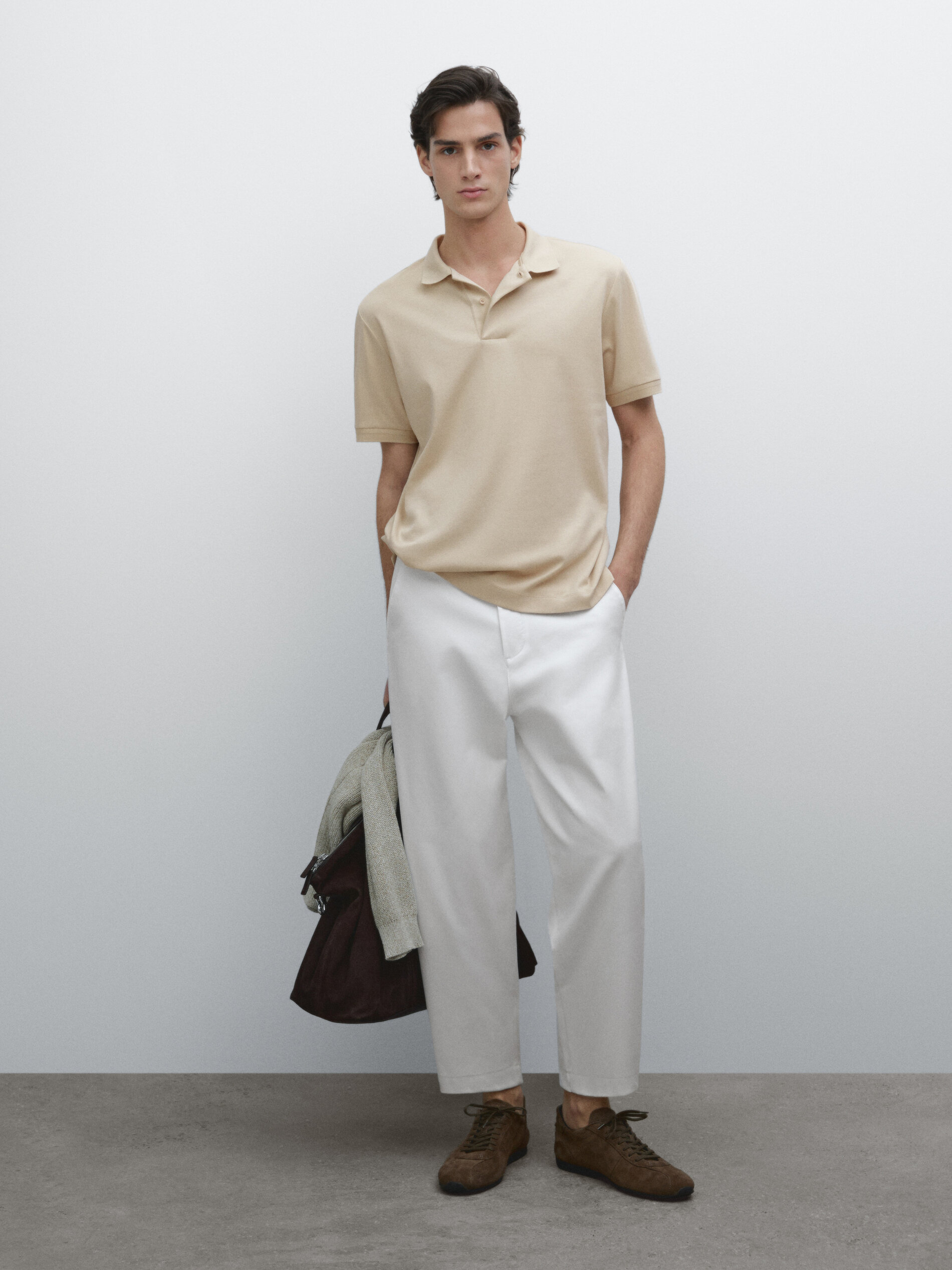 Polo Manches Courtes Coton - Brun Vigoré - L - Massimo Dutti - Homme
