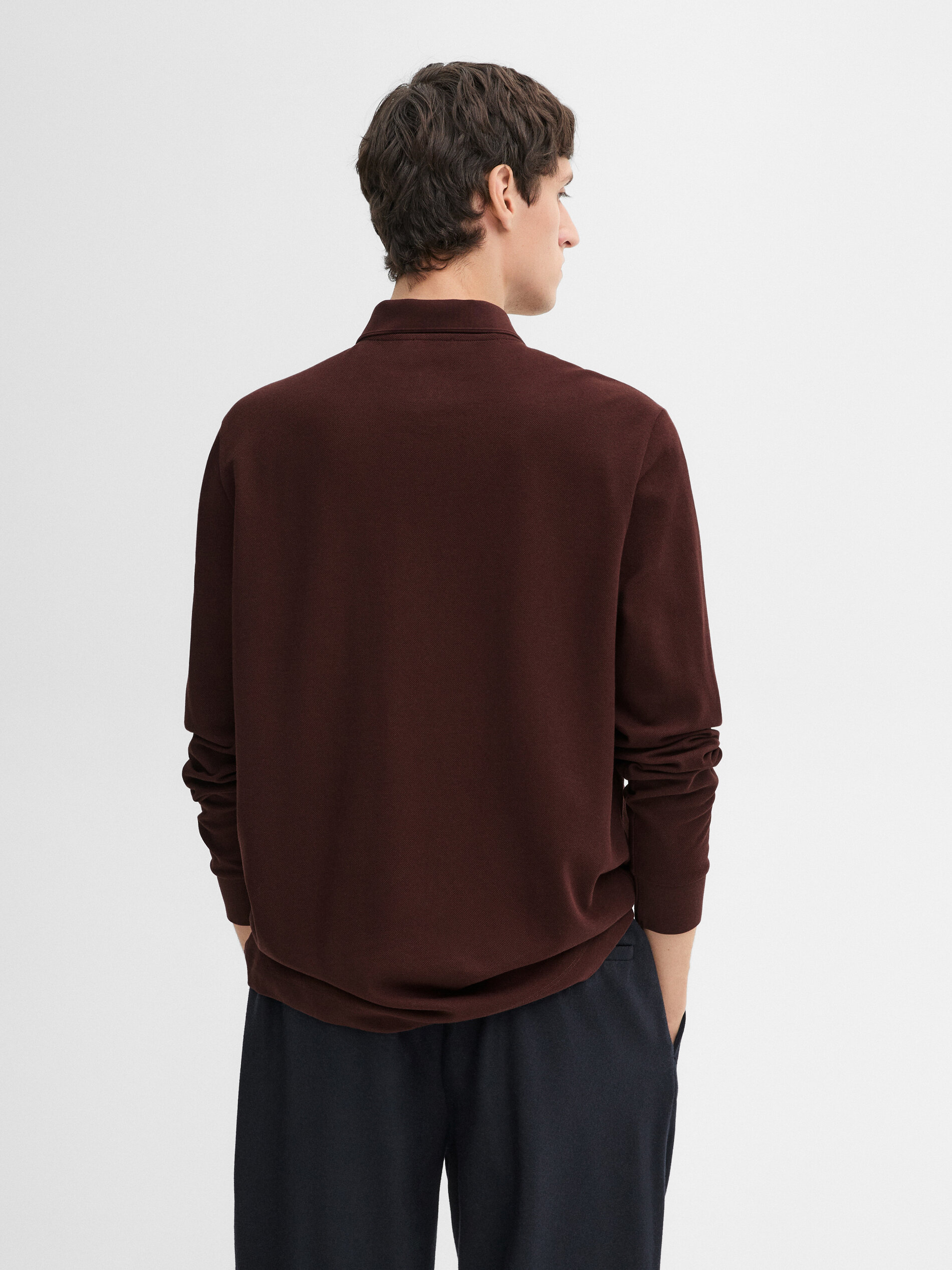 Pull Polo En Coton Mélangé - Grenat Sombre - L - Massimo Dutti - Homme