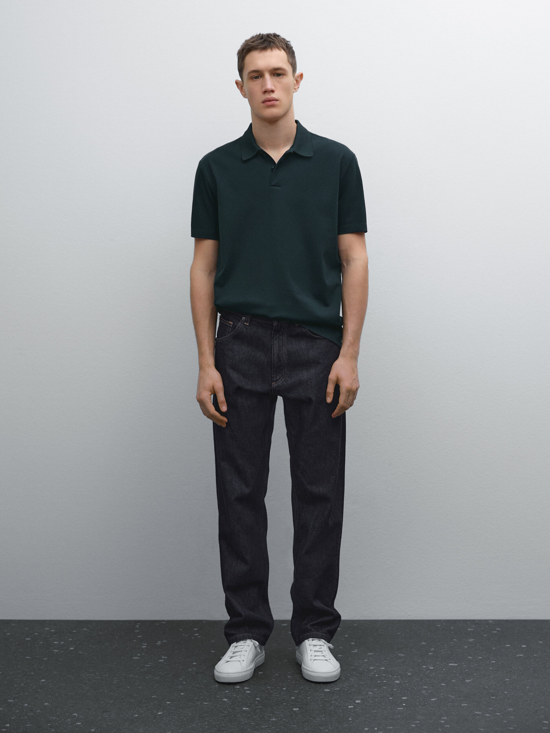 Polo Micro-Texturé 100 % Coton - Vert Herbe - Xxl - Massimo Dutti - Homme