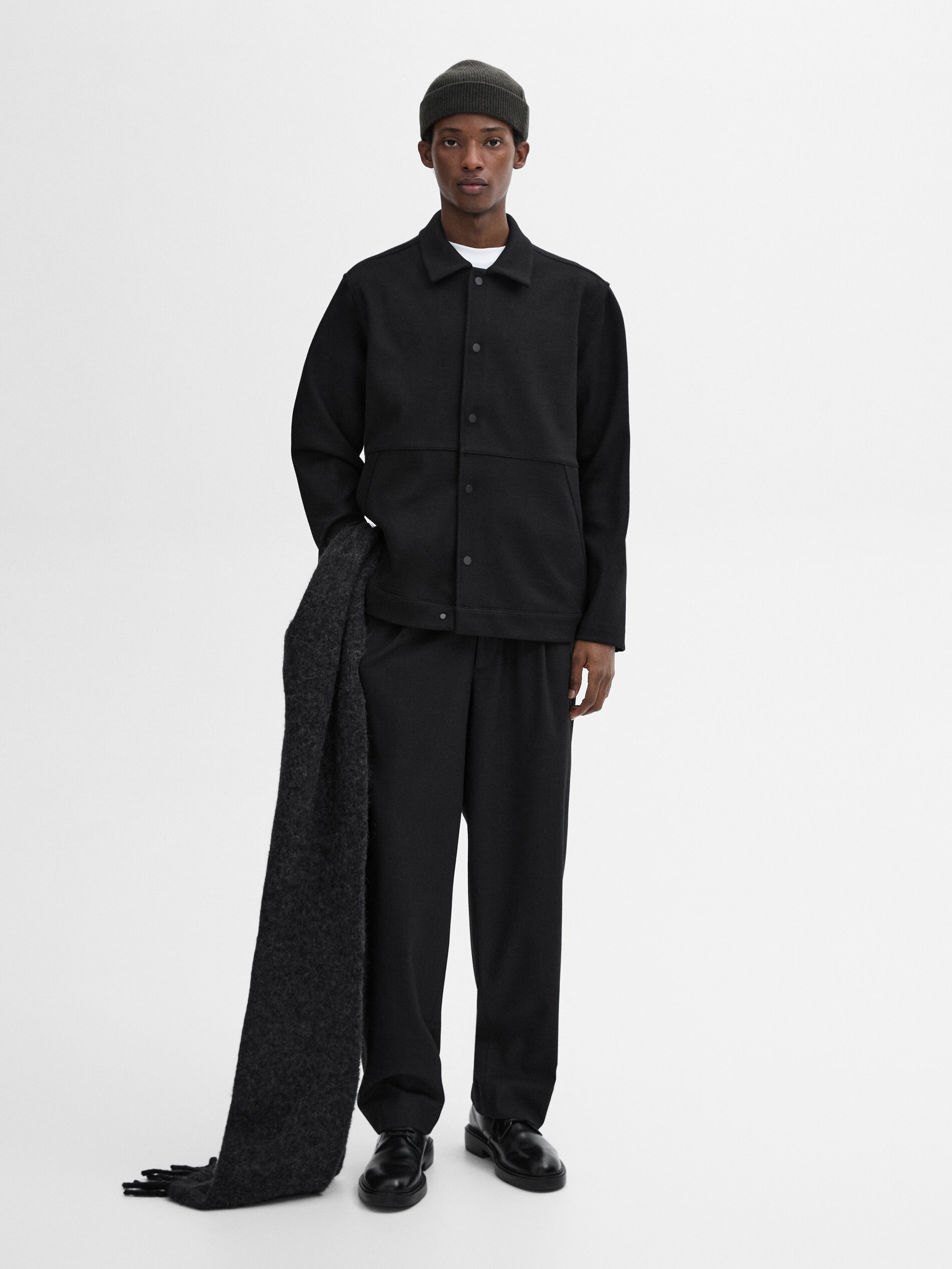 Veste Boutons Laine - Noir - S - Massimo Dutti - Homme