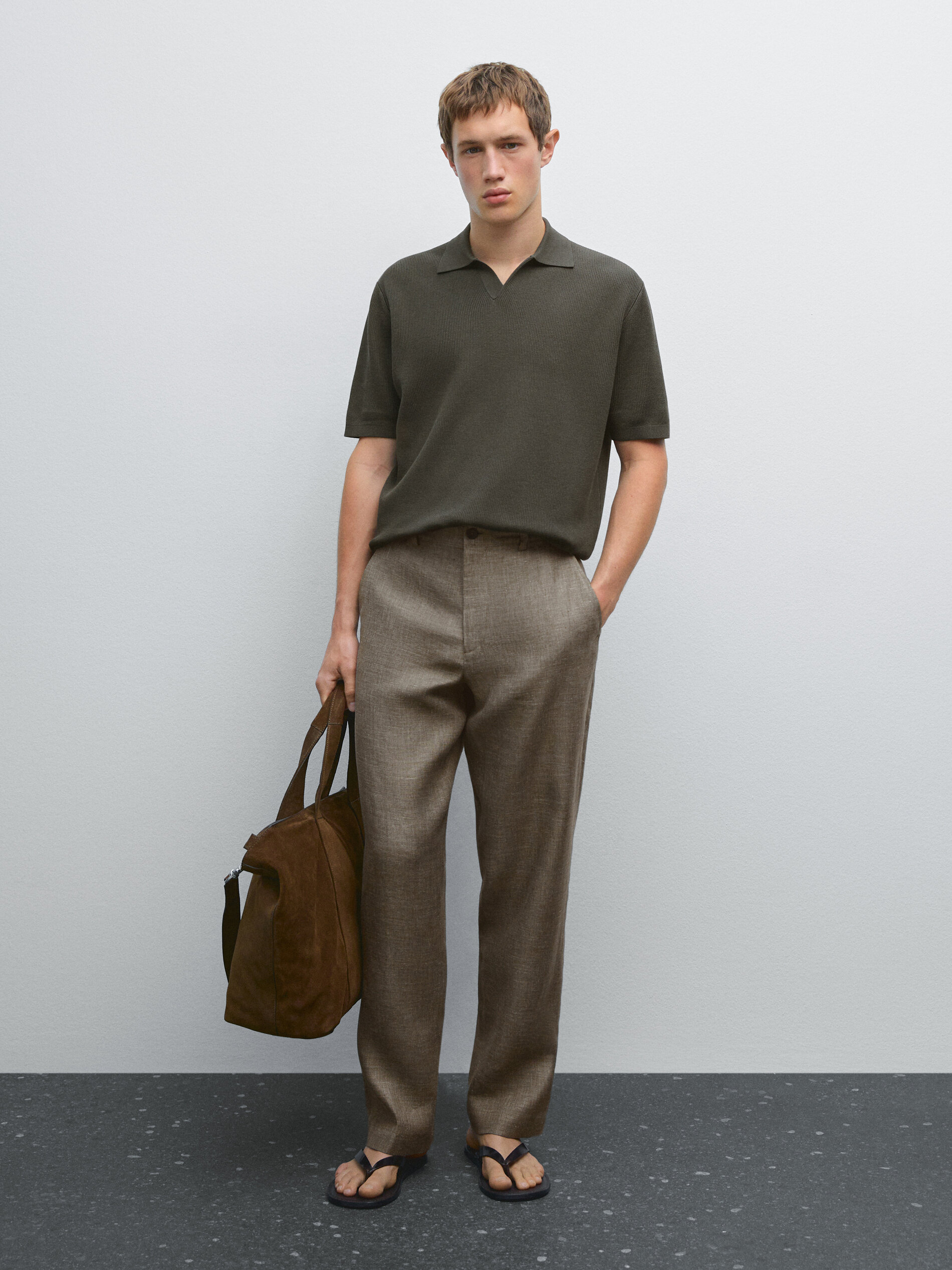 Polo Manches Courtes En Coton Mercerisé - Vert - L - Massimo Dutti - Homme