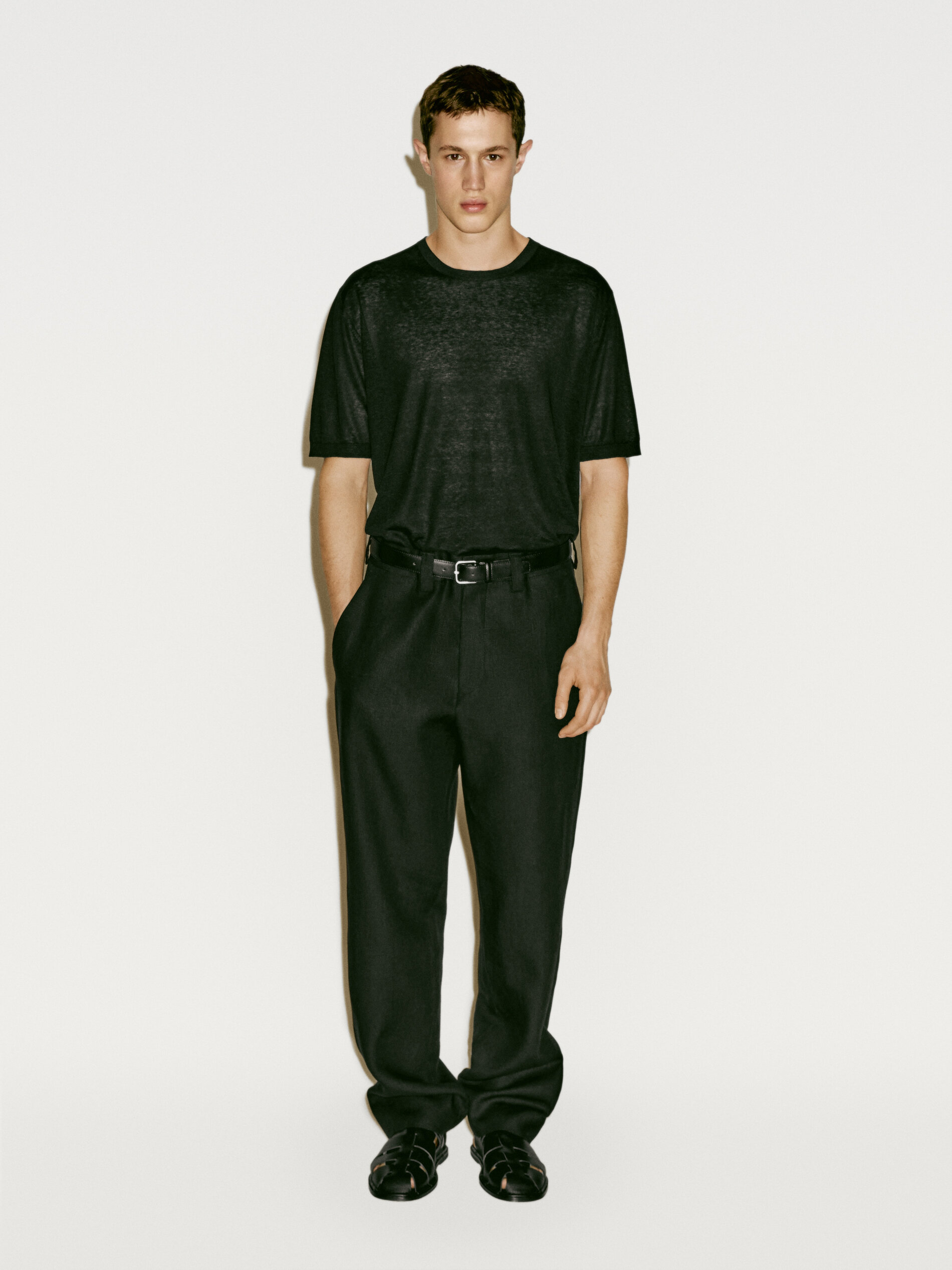T-Shirt En Maille De Soie - Limited Edition - Noir - M - Massimo Dutti - Homme