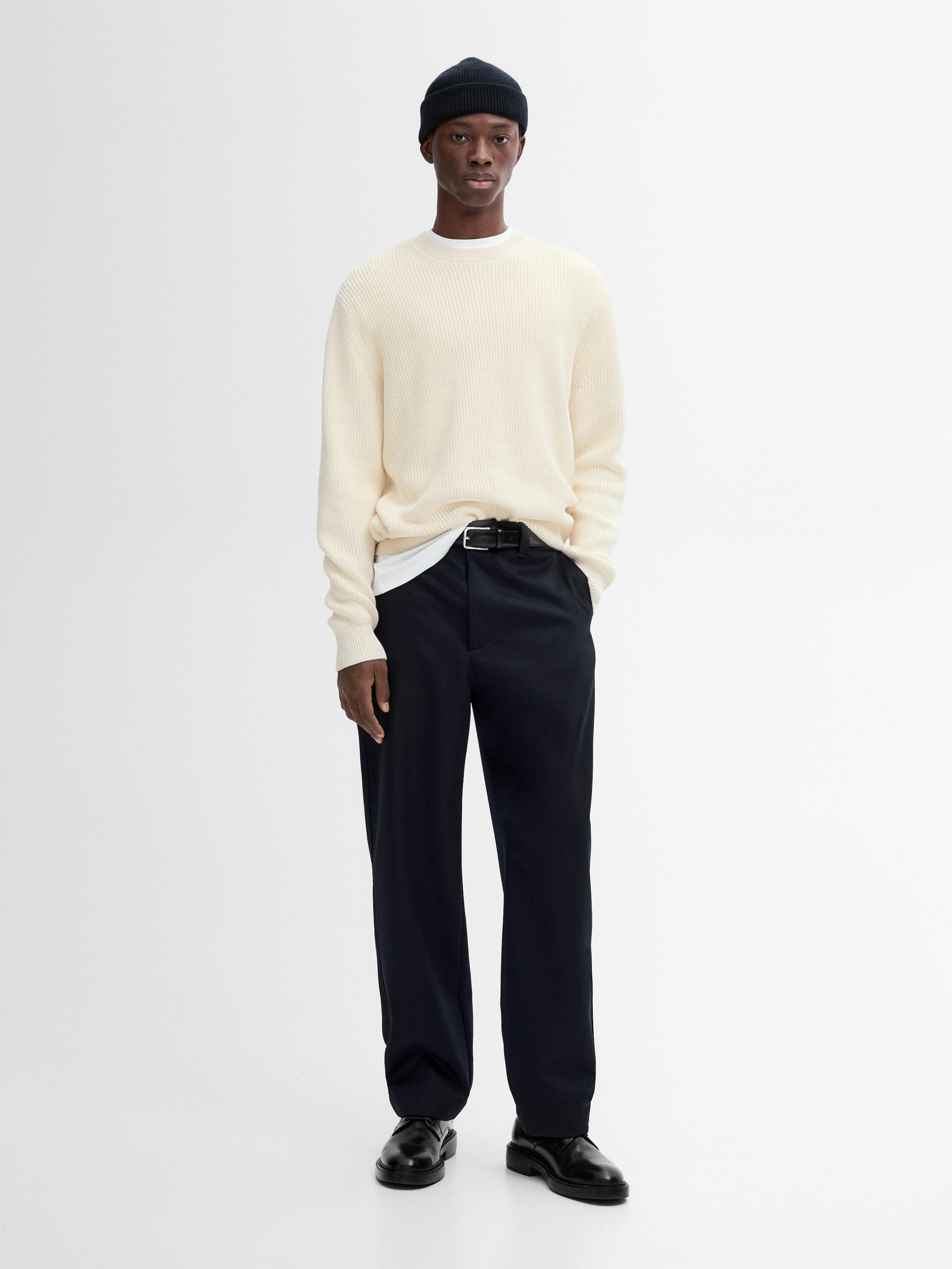 Pull En Maille 100 % Coton - Cru - Xl - Massimo Dutti - Homme