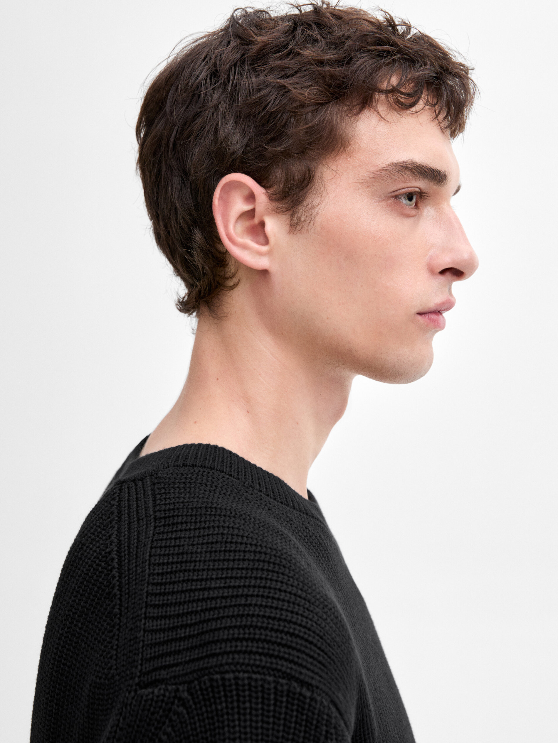 Pull En Maille 100 % Coton - Noir - Xl - Massimo Dutti - Homme