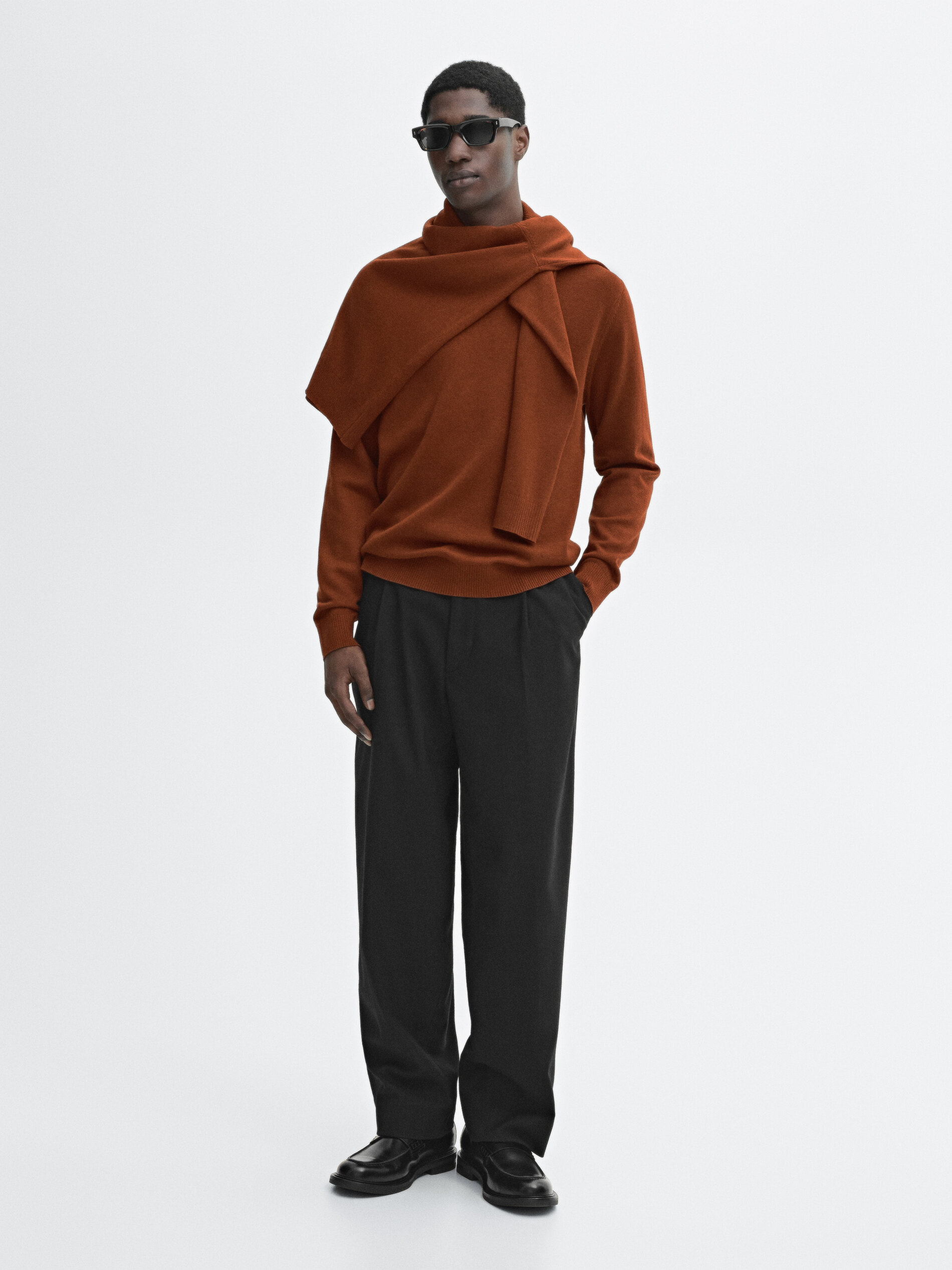 Pull En Maille De Coton Mélangé - Terre-Cuite - S - Massimo Dutti - Homme