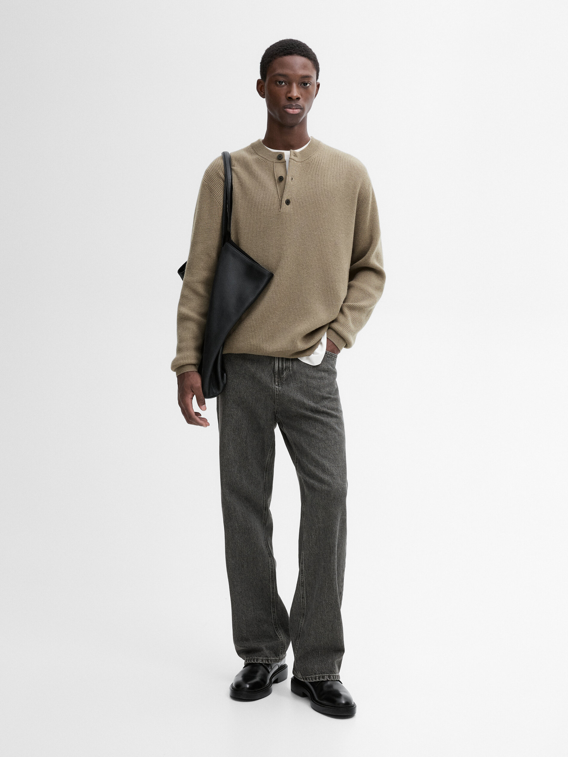 Pull En Maille De Laine Mélangée - Kaki Clair - Xl - Massimo Dutti - Homme
