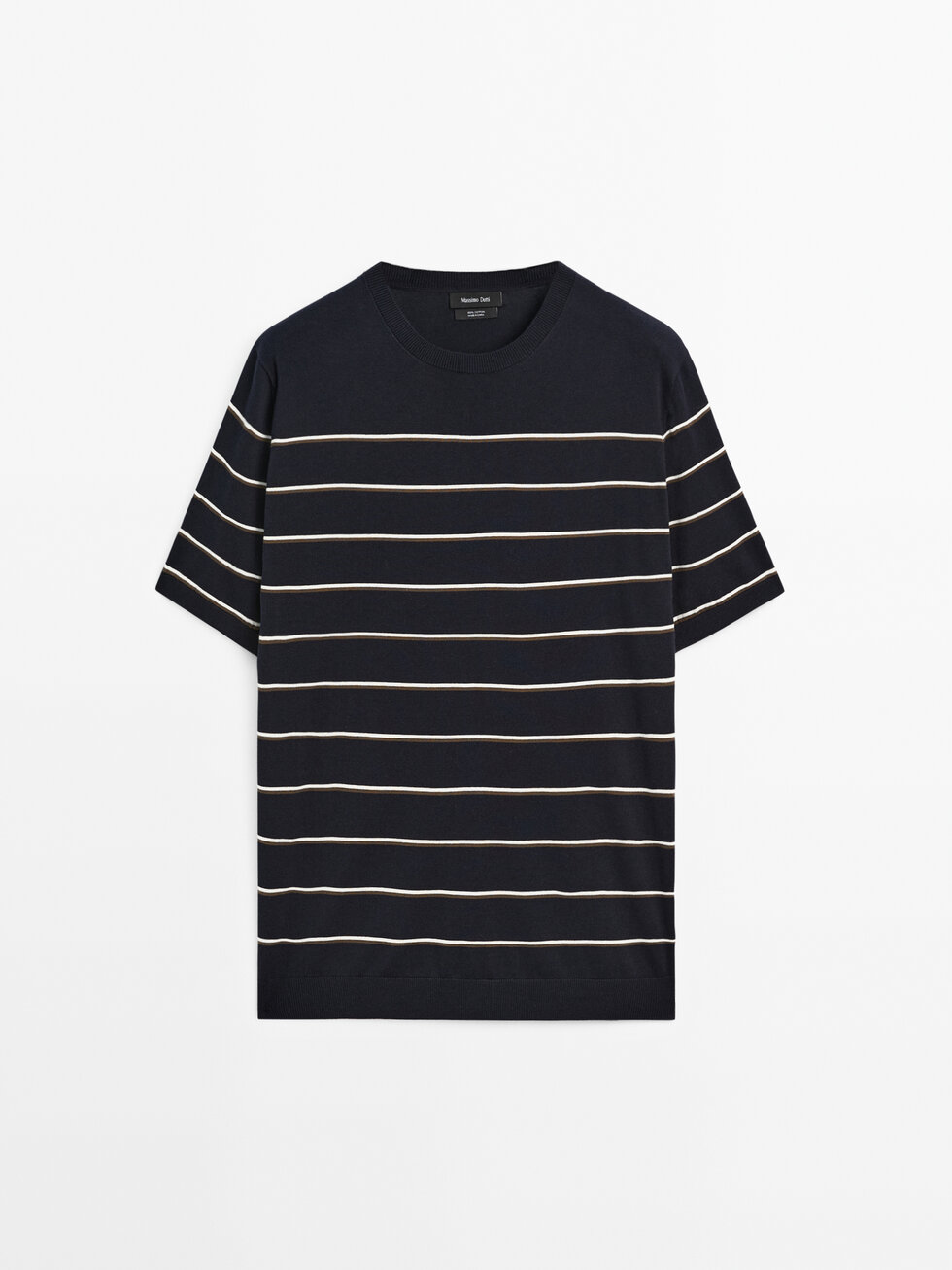 ★日本未入荷*Massimo Dutti*新作*STRIPED ニットTシャツ/DN★ Massimo Dutti Striped Short Sleeve Top - Queen Letizia Tops