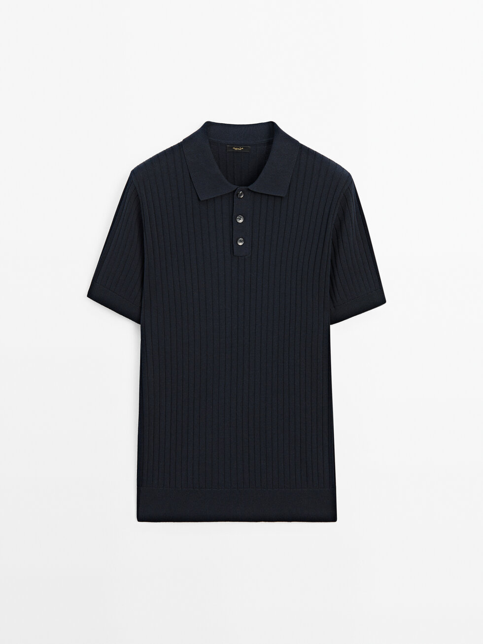 Pull polo en maille côtelée à manches courtes