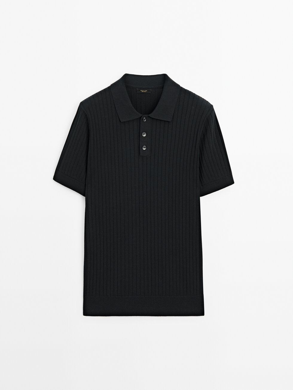 Pull polo en maille côtelée à manches courtes