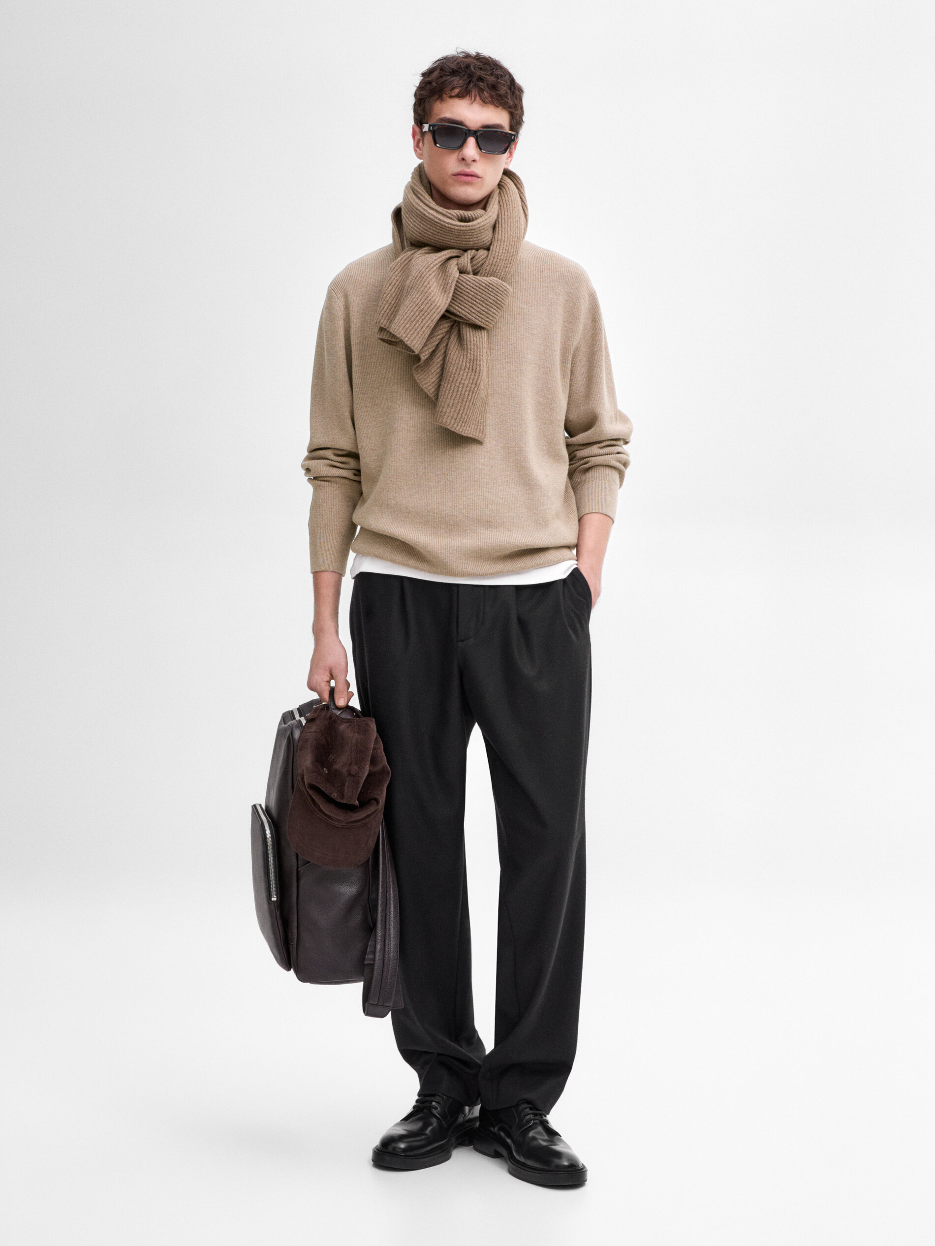 Pull En Maille À Col Montant - Vison - M - Massimo Dutti - Homme