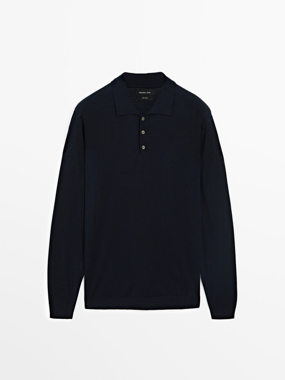 Maglia lavorata con collo a polo 100% lana merino