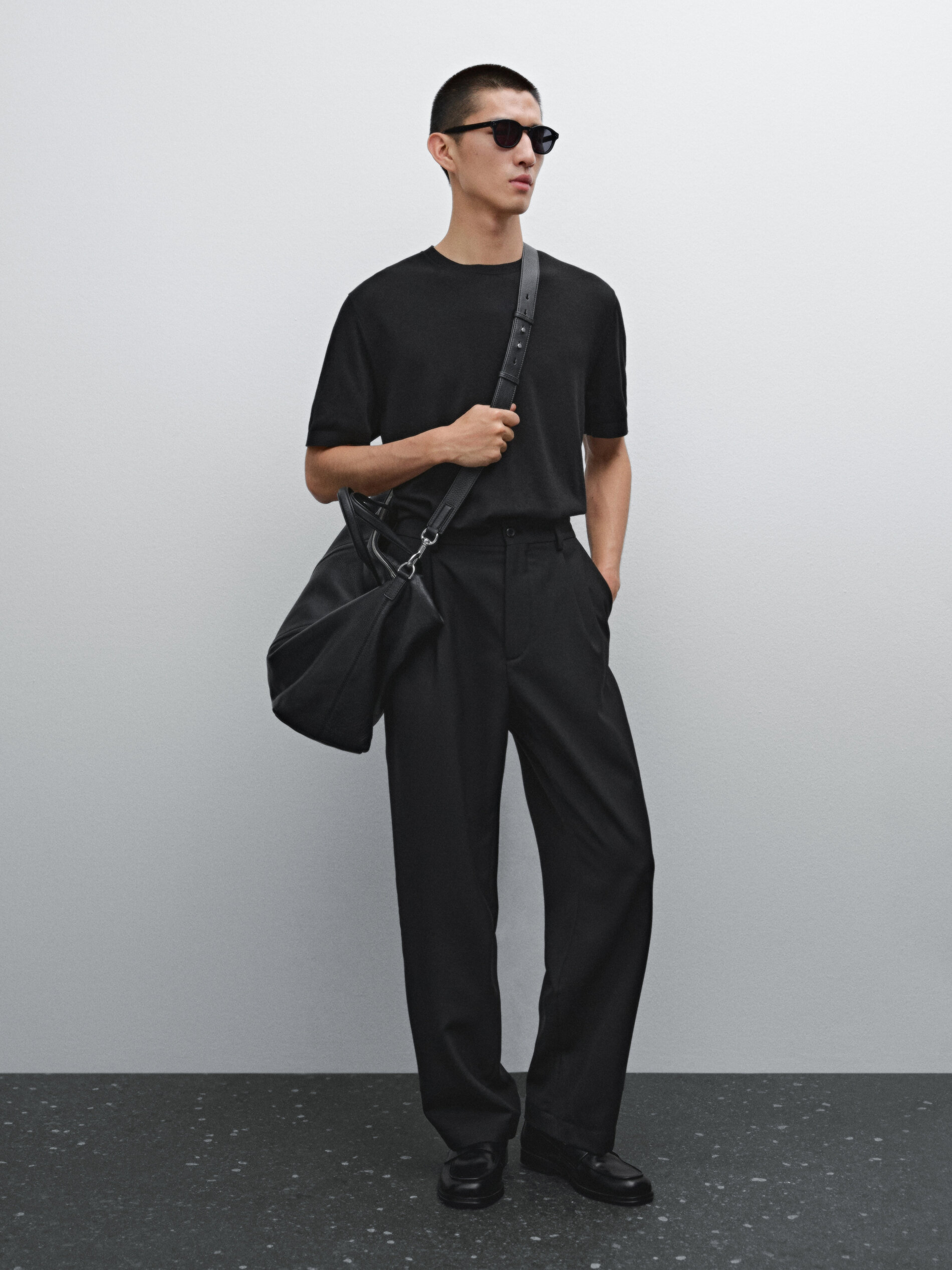 T-Shirt Coton À Col Rond - Noir - L - Massimo Dutti - Homme