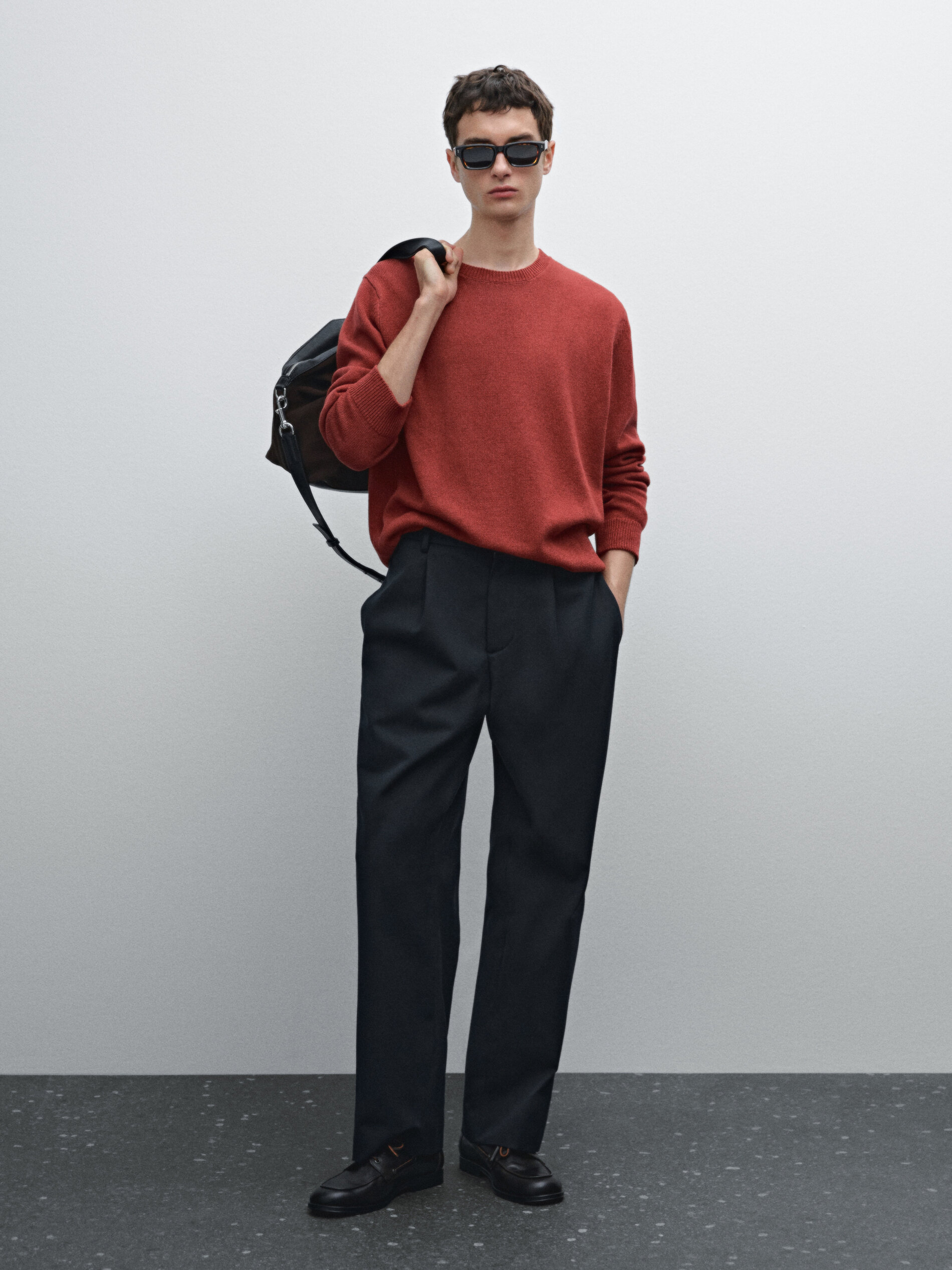 Pull En Maille À Col Rond - Terre-Cuite - M - Massimo Dutti - Homme