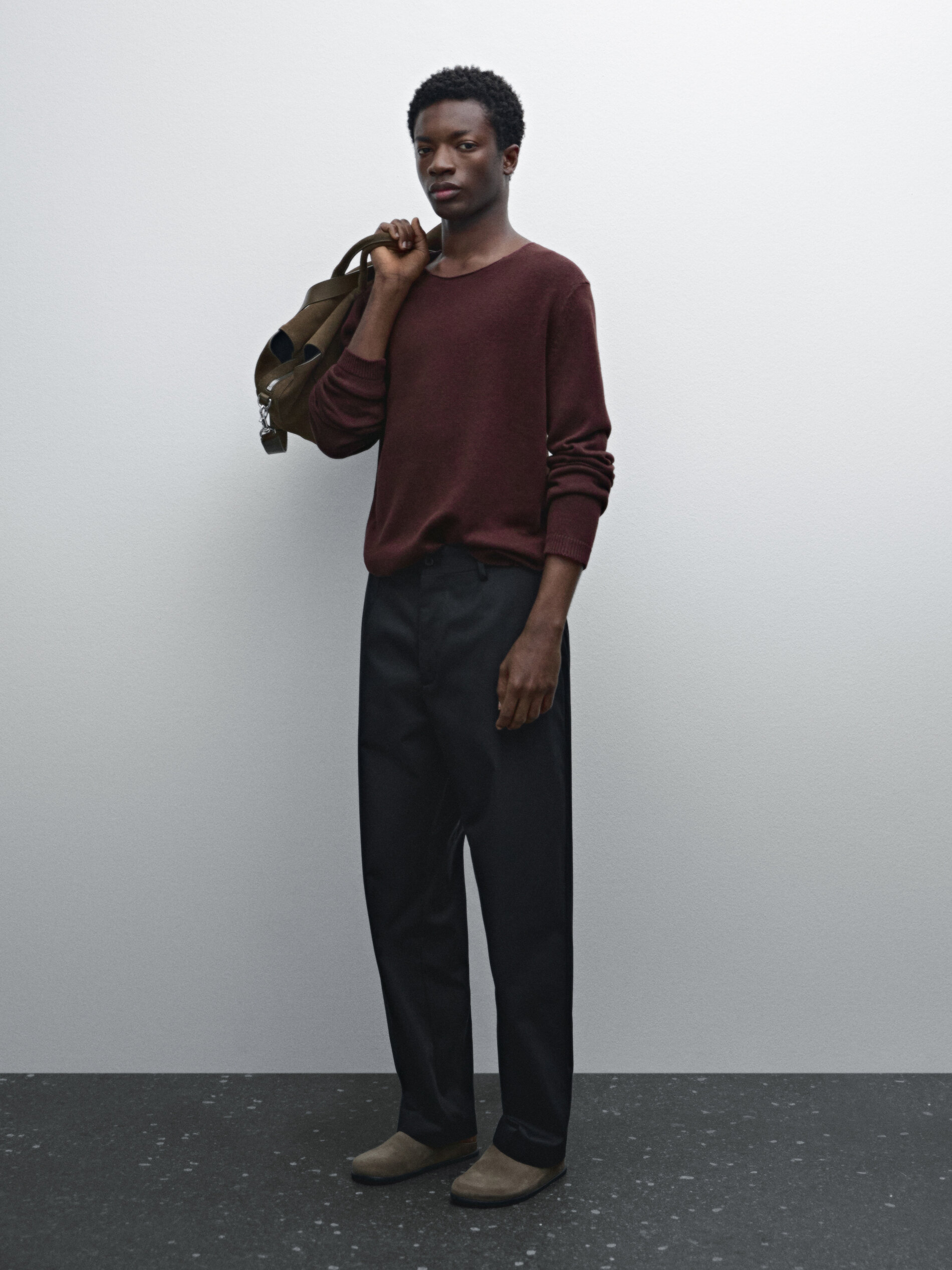 Pull En Maille 100 % Lin - Bordeaux - L - Massimo Dutti - Homme