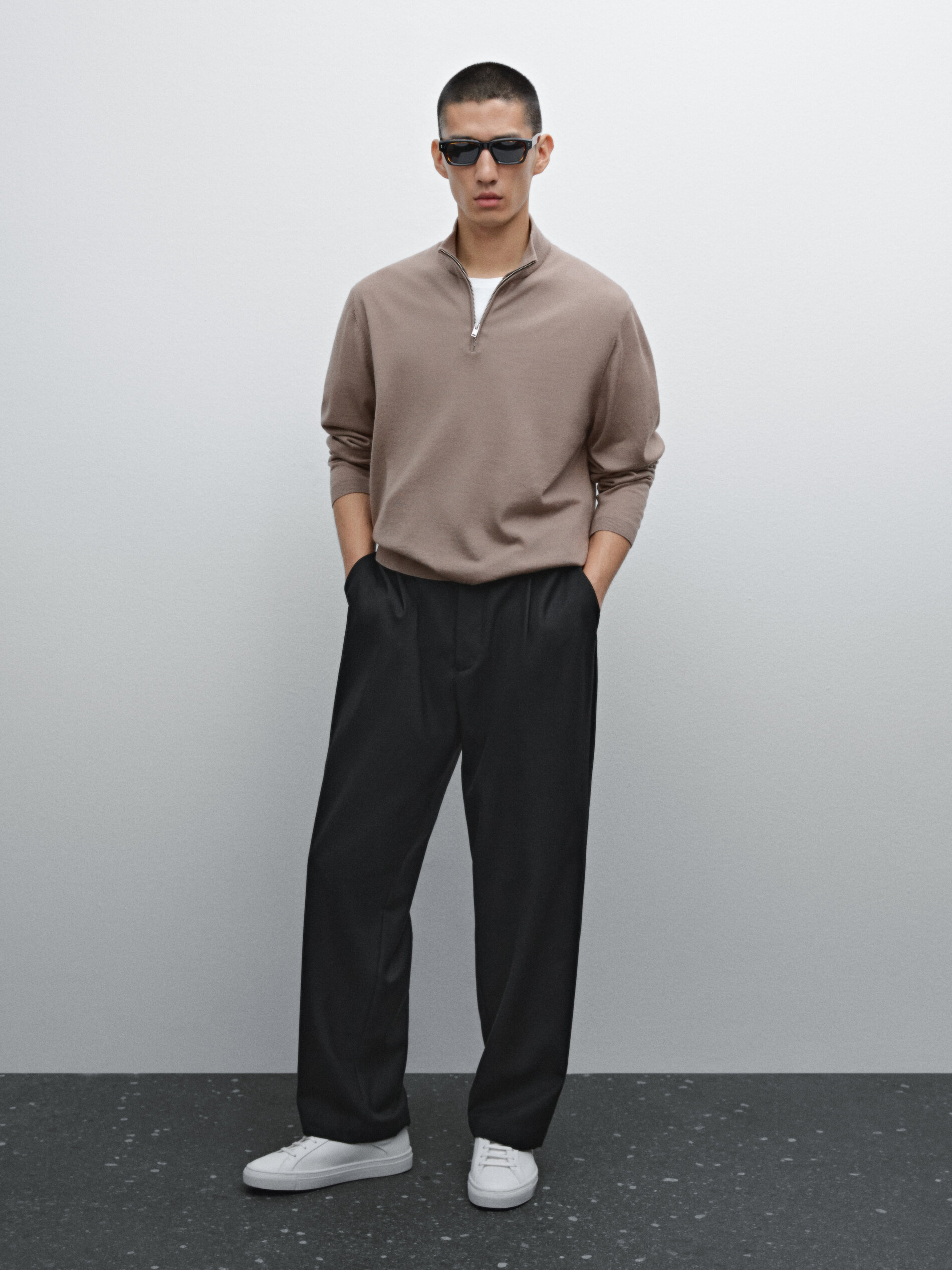 Pull À Col Camionneur 100 % Laine Mérinos - Écru Moyen - Xl - Massimo Dutti - Homme