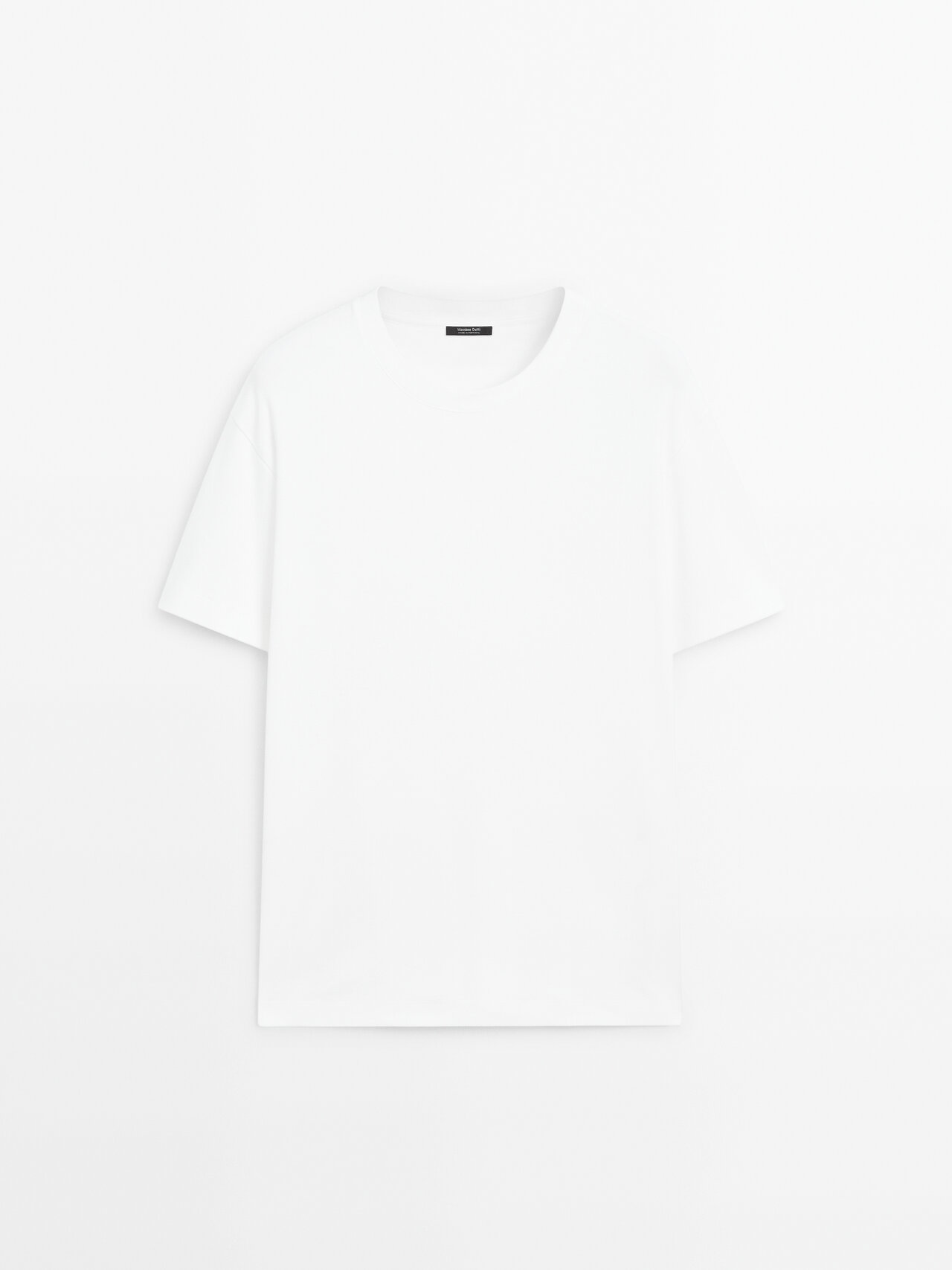 Massimo Dutti - Heren - 100% Katoenen T-Shirt Van Middelgroot Gewicht - Wit - Xxl