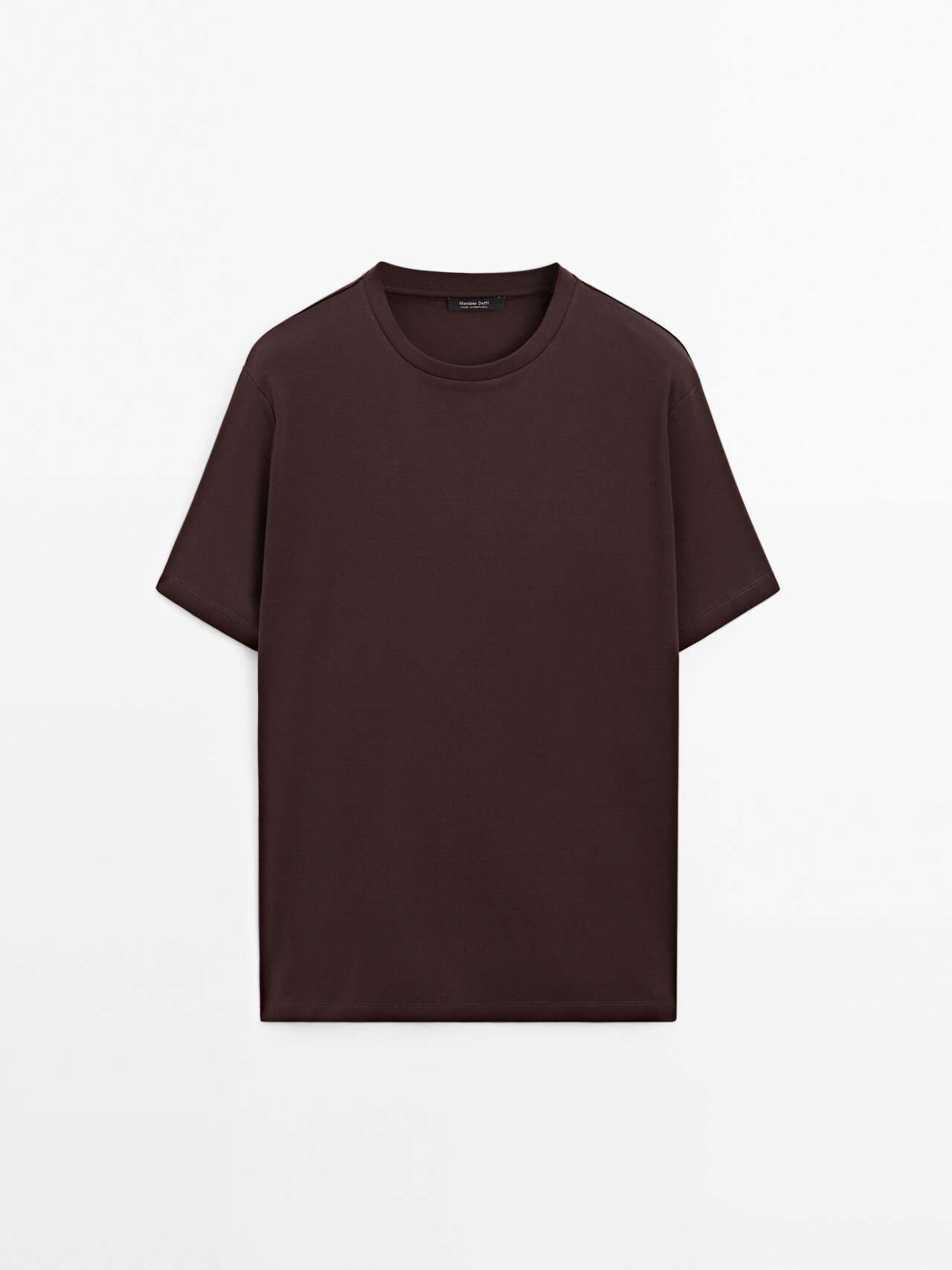 Massimo Dutti - Heren - 100% Mercerised Cotton T-Shirt - Bordeaux - Xl