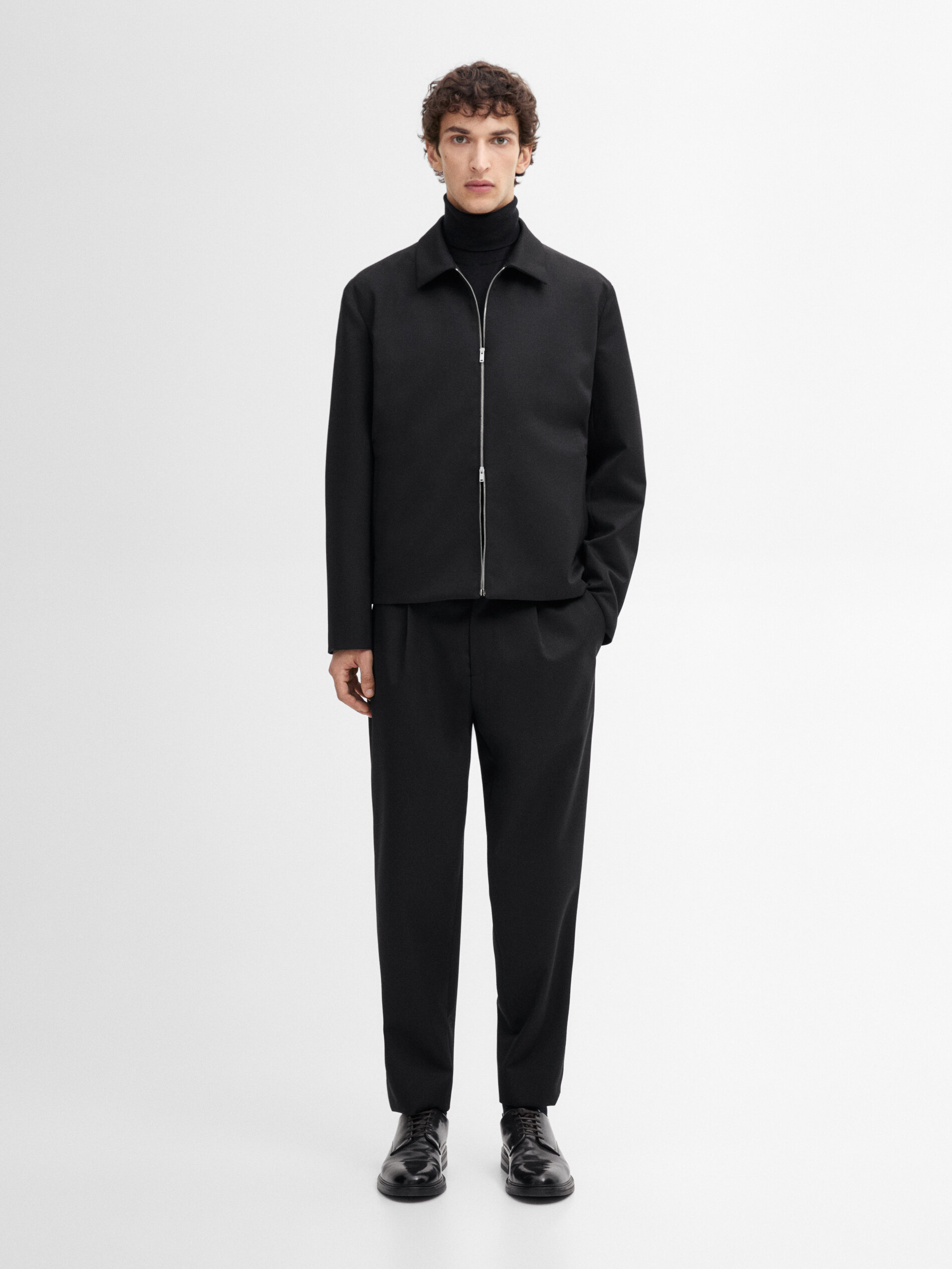 Veste Serge 100 % Laine - Noir - L - Massimo Dutti - Homme
