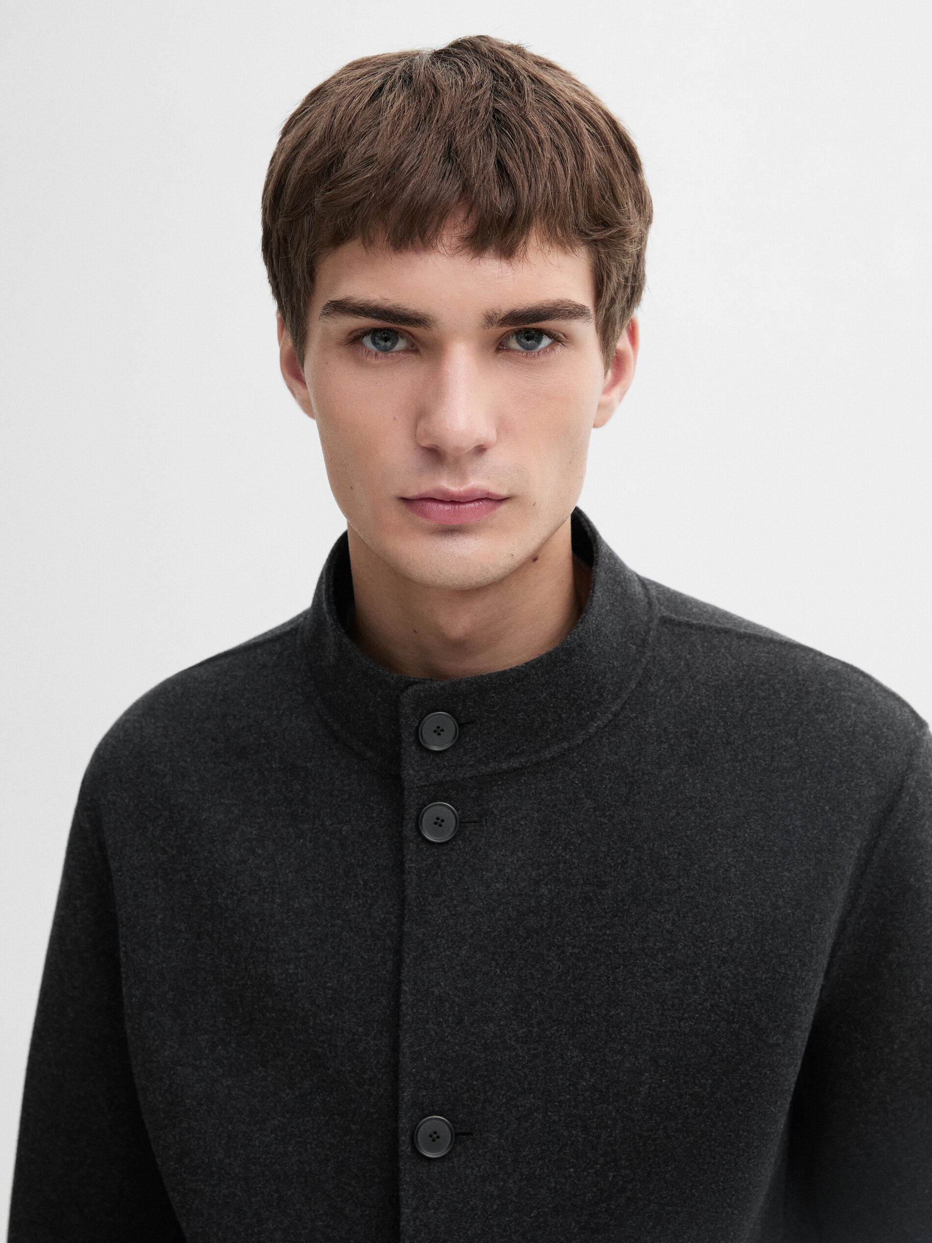 Veste Bomber Double En Laine Mélangée - Marengo - M - Massimo Dutti - Homme