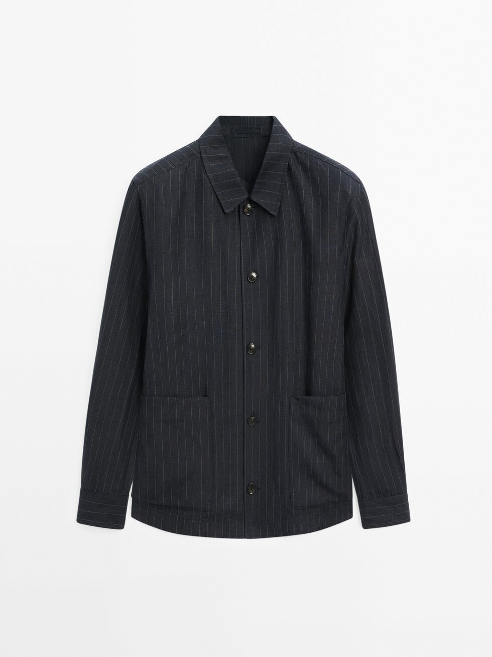 100% linen striped overshirt