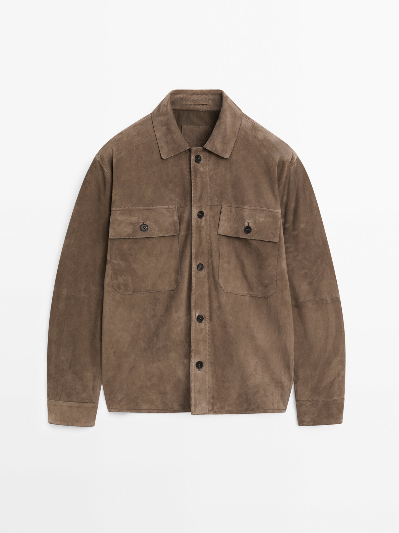 Massimo Dutti - Herre - Skjortejakke I Ruskind Med Brystlommer - Brun - M