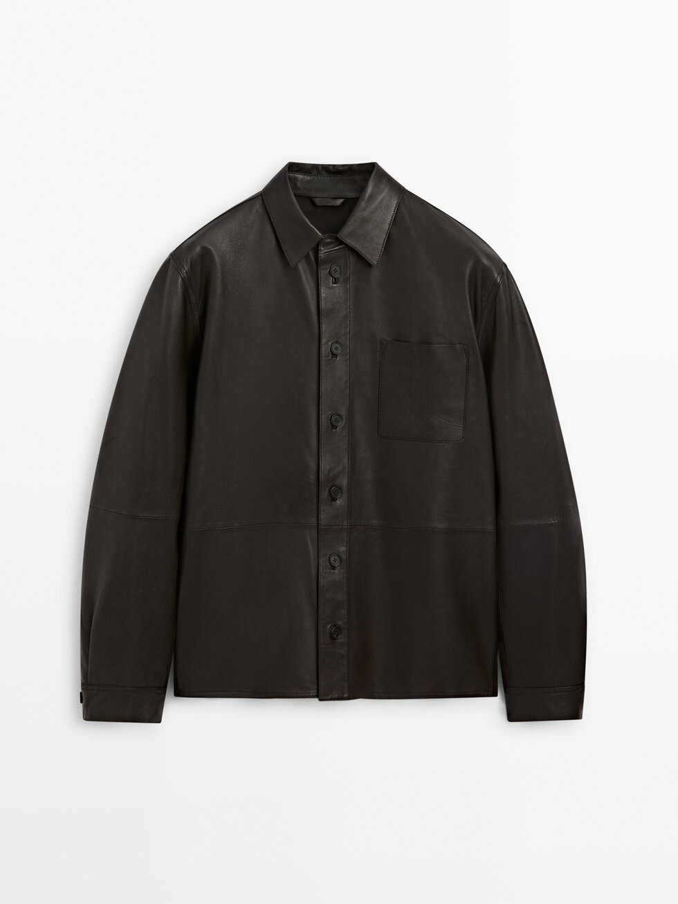 Nappa leather shirt with chest pocket