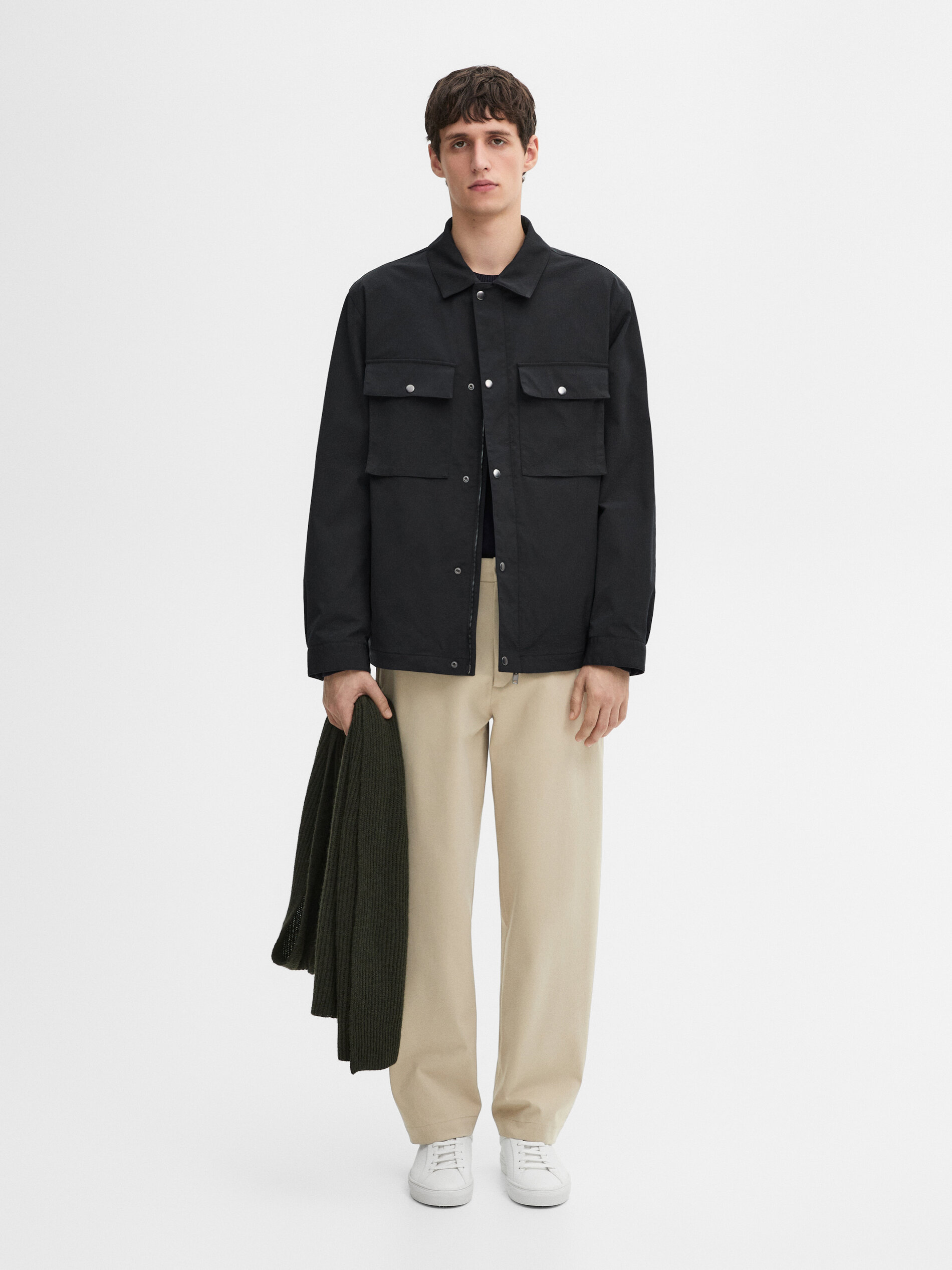 Veste Avec Poches - Bleu Marine - L - Massimo Dutti - Homme
