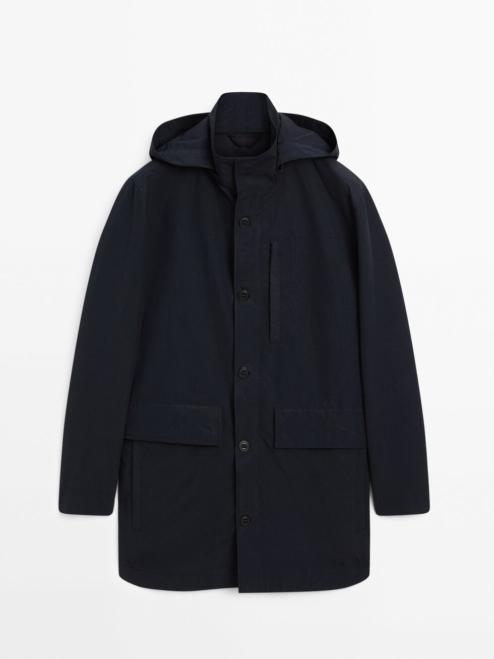 ★ Massimo Dutti★ Puff Detail Cotton Blend Parka 067279017 Cotton blend hooded parka · Dark Navy · Coats And Jackets