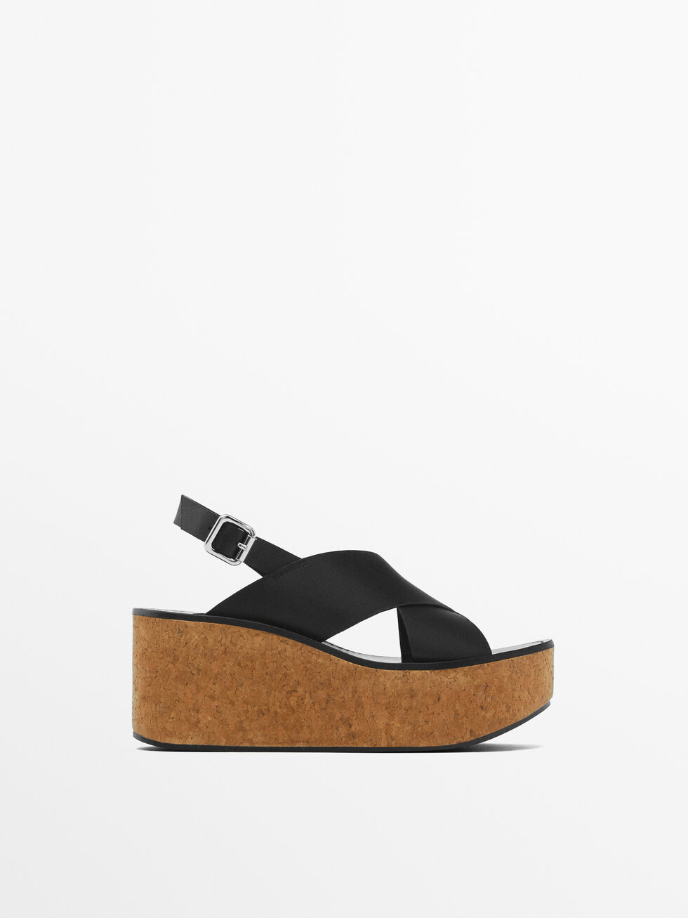 ★Massimo Dutti★ Wood wedge mule sandals Heeled sandals - Massimo Dutti - US