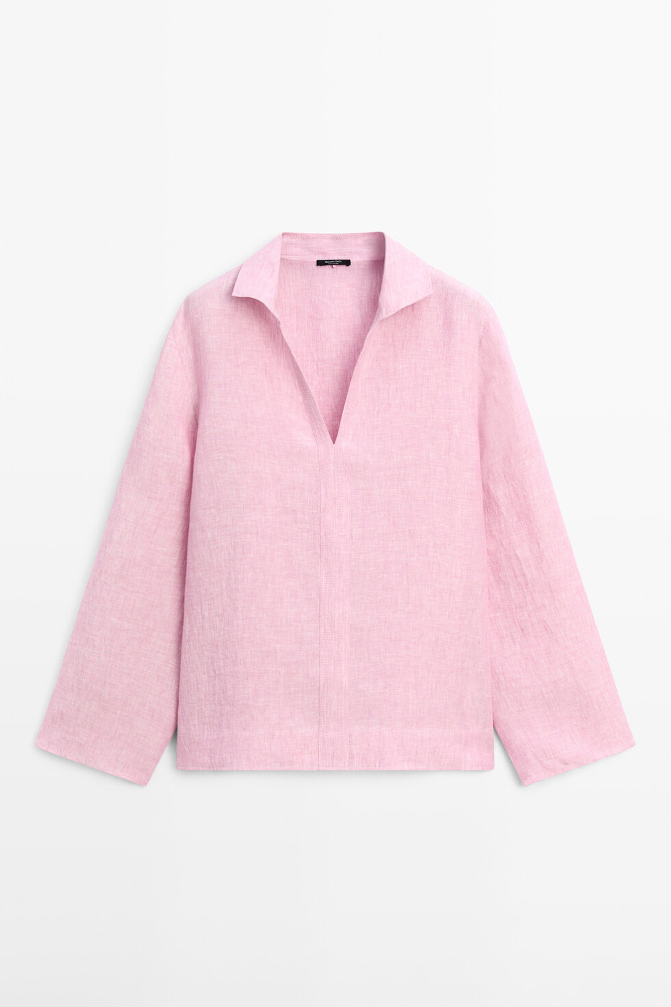 100% linen notch lapel collar blouse · Pink · Shirts | Massimo Dutti