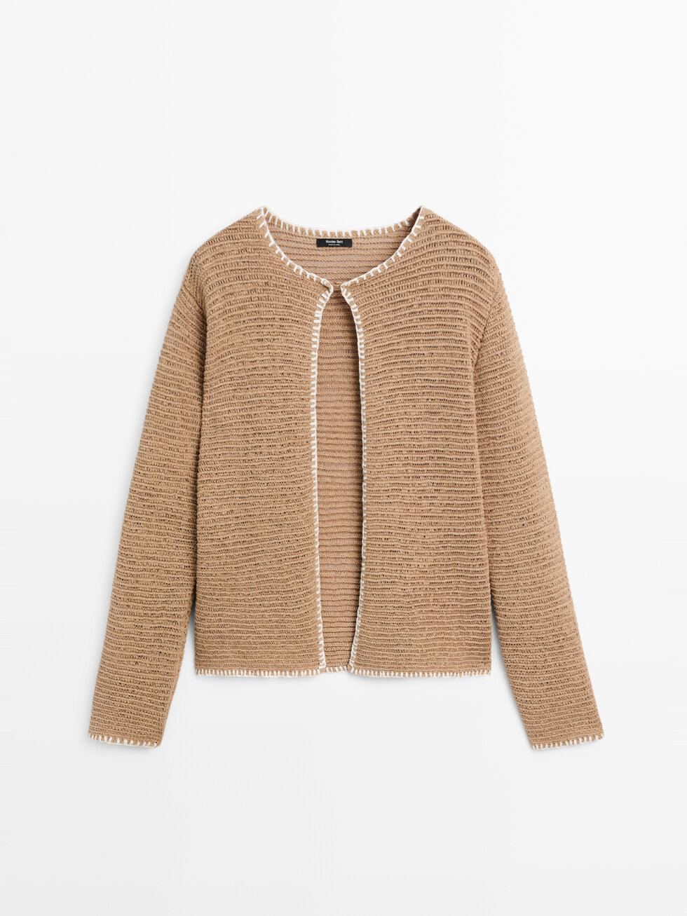 Contrast cotton blend knit cardigan · Camel · Cardigan | Massimo Dutti