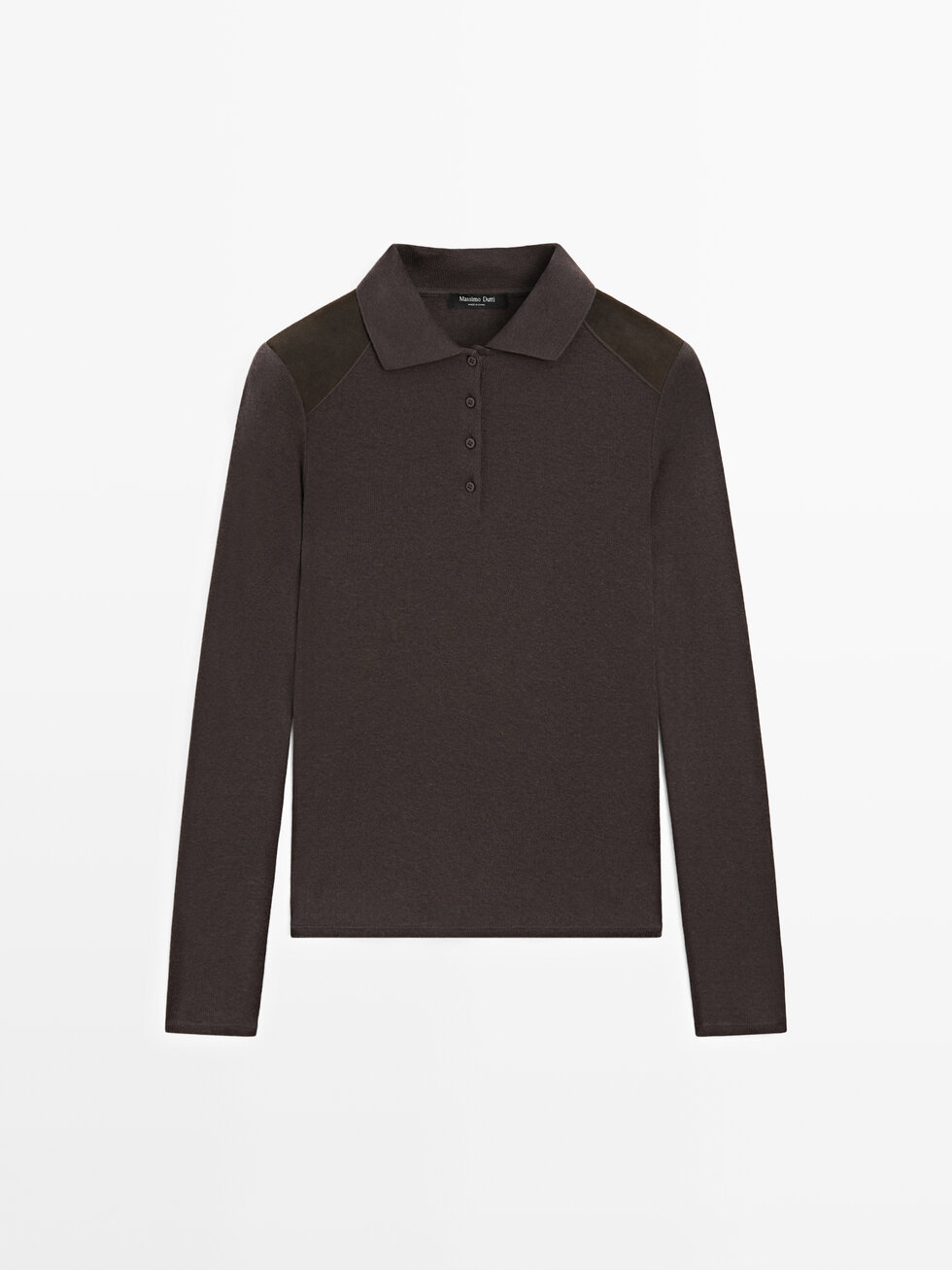 Polo T-shirt with shoulder pads · Brown · T-shirt | Massimo Dutti