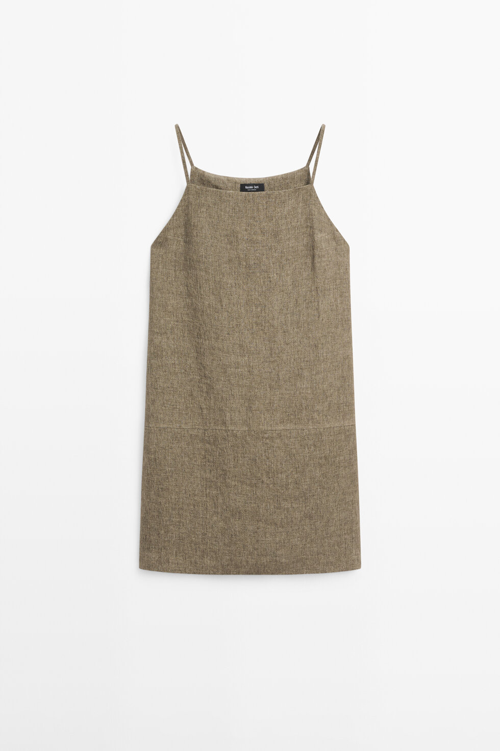 100% linen short dress  Dark Green  Dress | Massimo Dutti