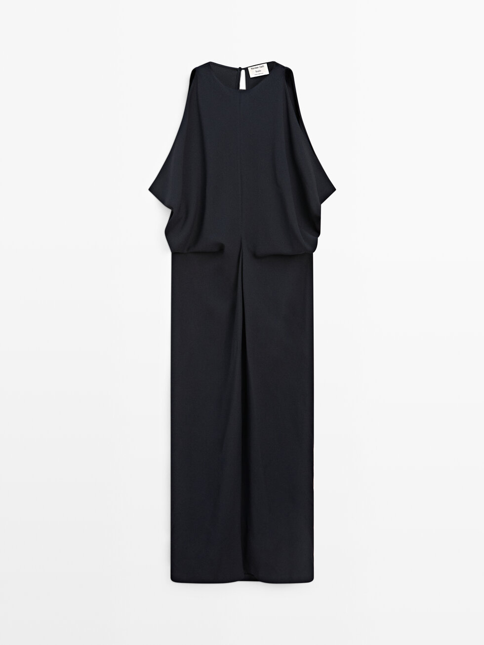 massimo dutti black pleated dress Pleated midi dress with ruffles Black Dress