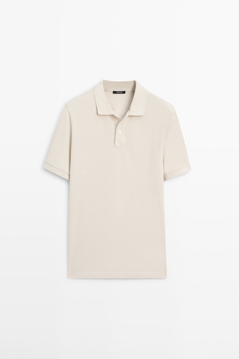 Micro-textured cotton piqué polo shirt · Stone, White, Navy Blue