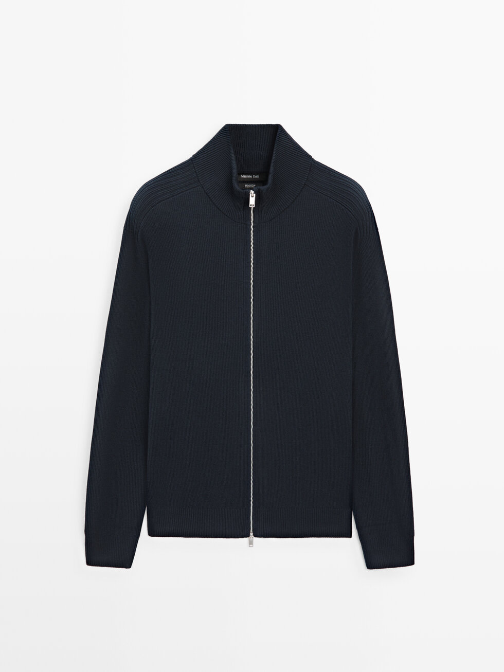 Cotton zip-up knit cardigan · Navy Blue · Cardigan | Massimo Dutti
