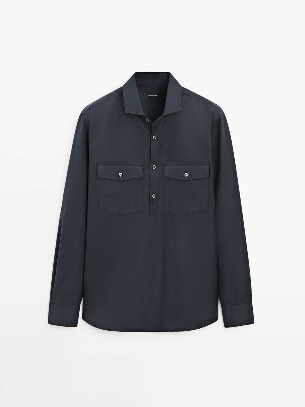 Cotton shirt with pockets · Navy Blue, Beige · Shirts