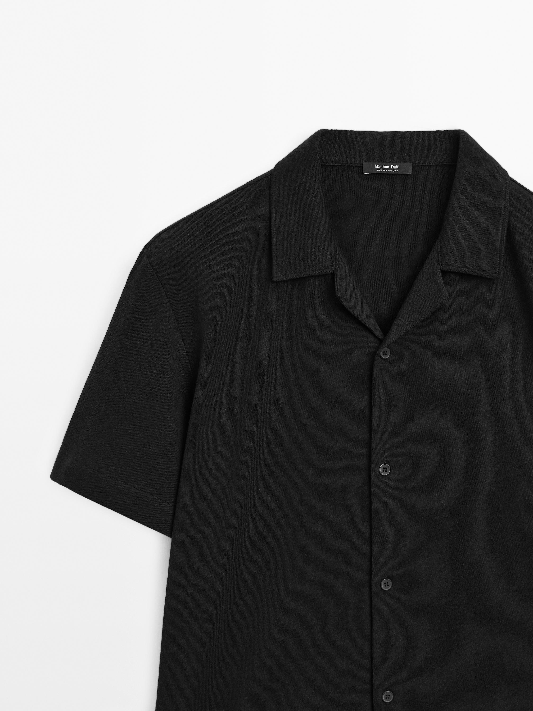 Linen blend short sleeve shirt