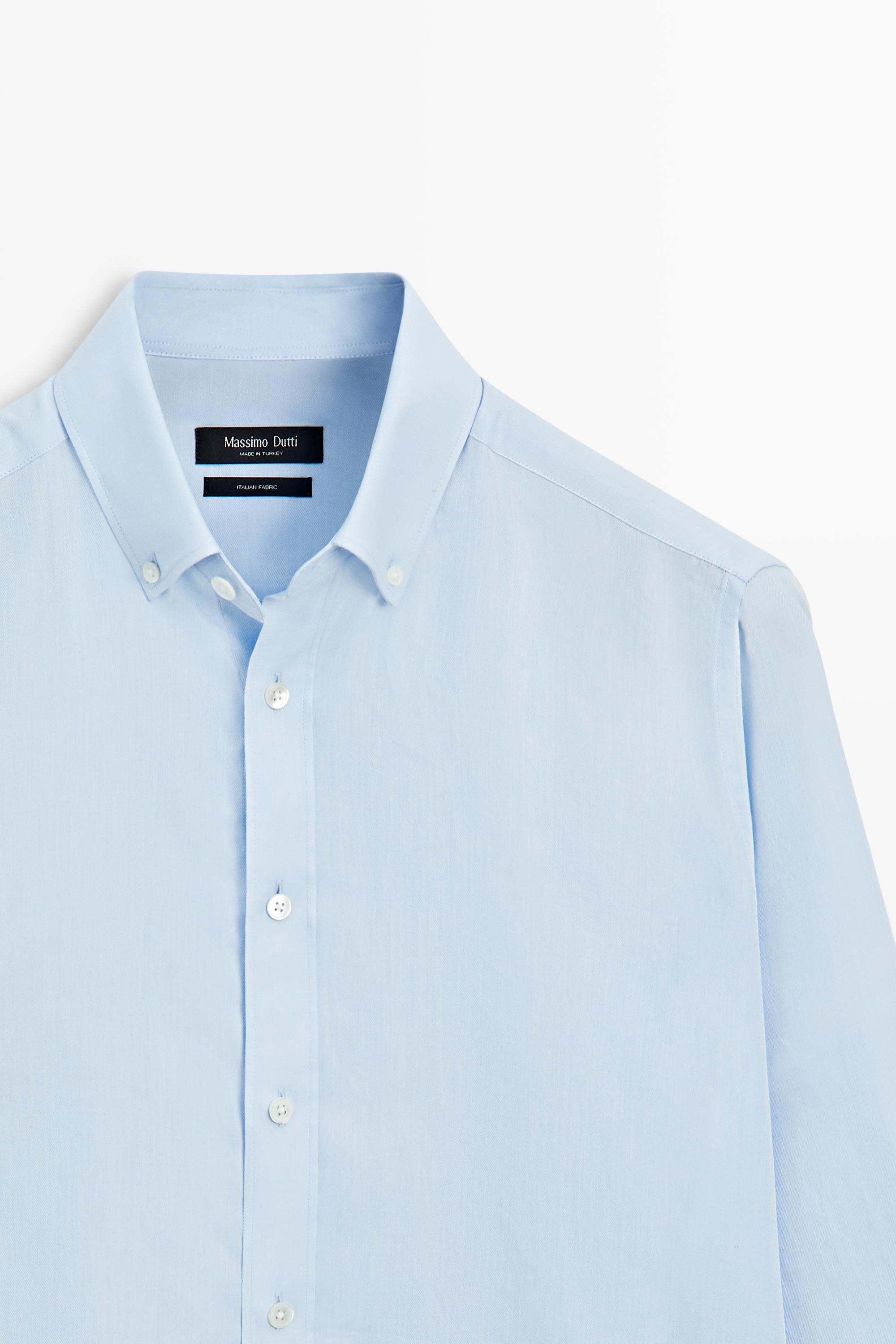 100% cotton twill regular fit shirt — Light Blue