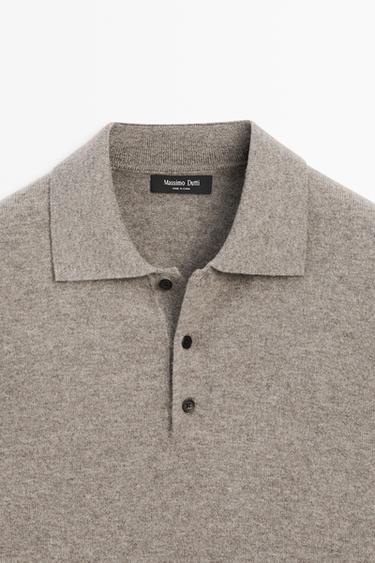 Wool blend polo sweater — MINK 9