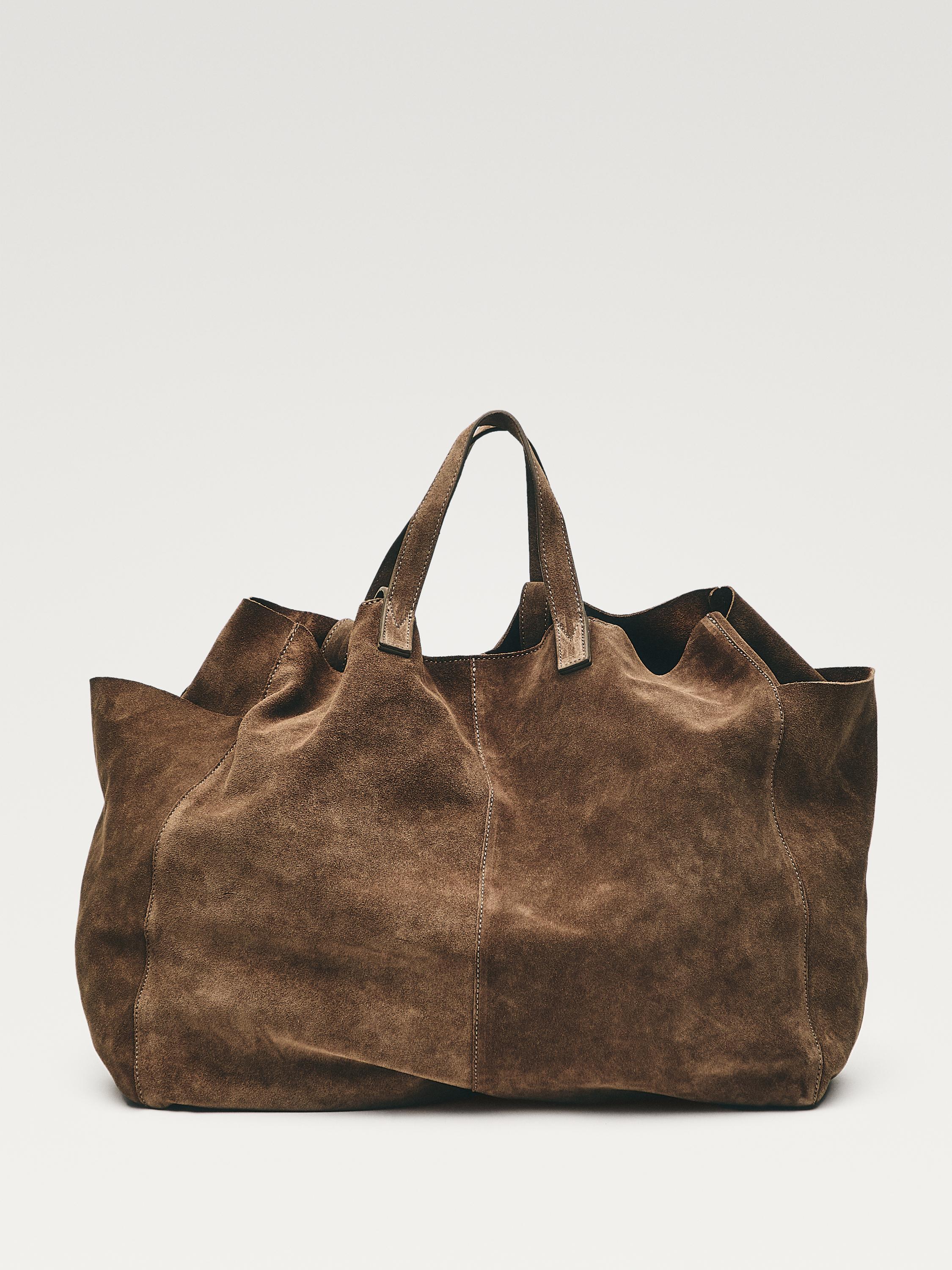 Grand sac cabas en croûte de cuir