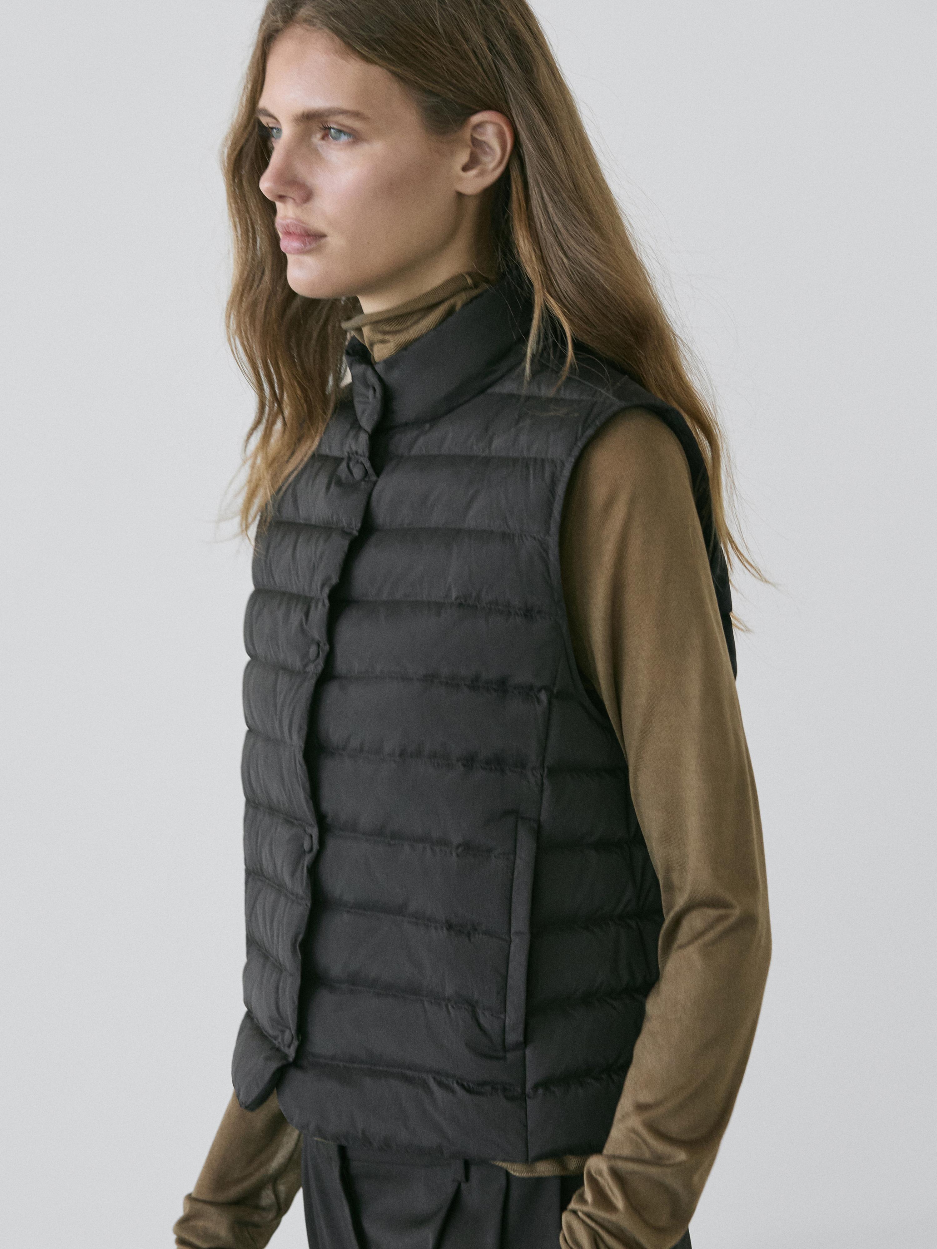 Quilted puffer gilet — BLACK