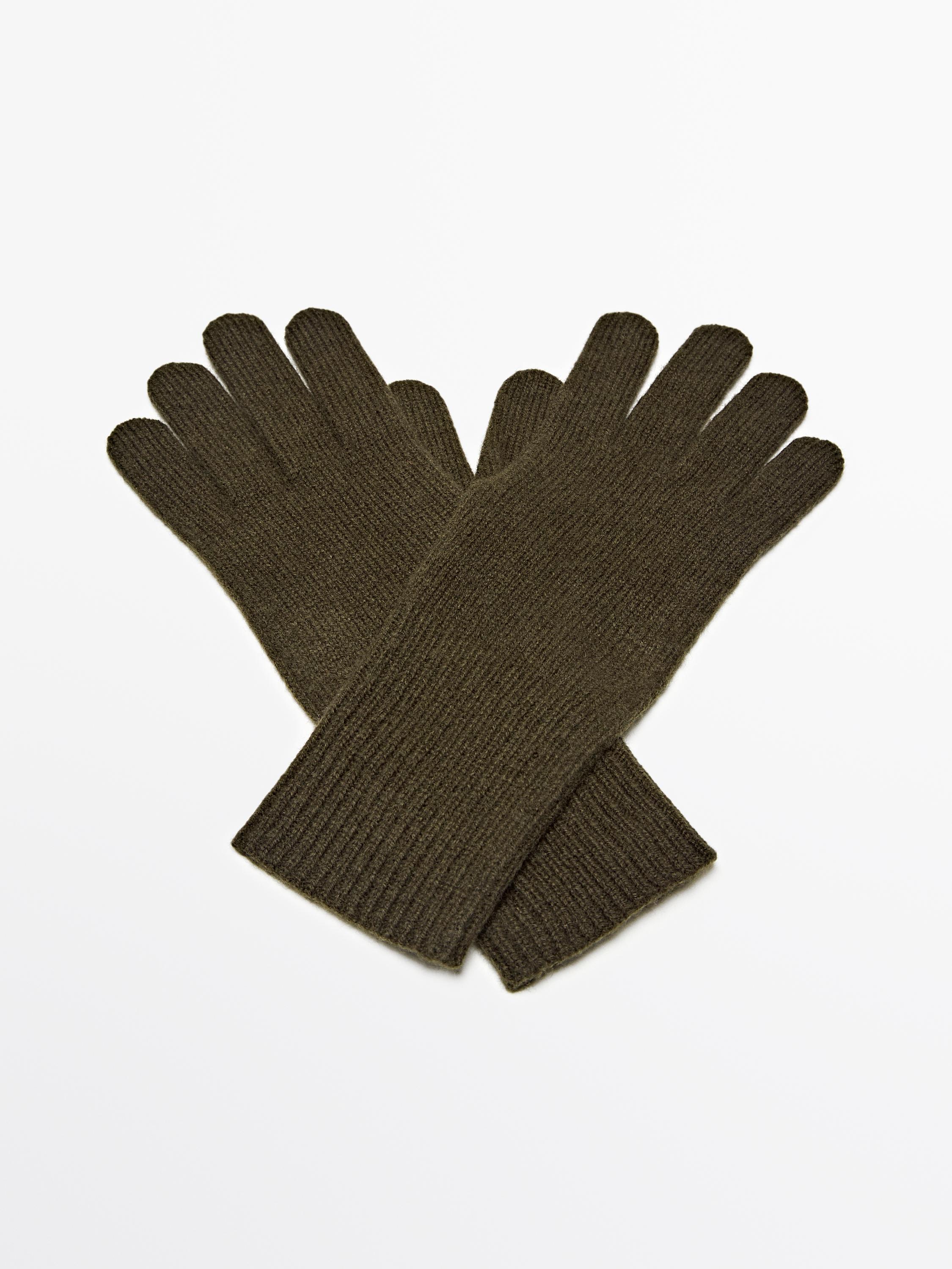 Wool blend knit gloves