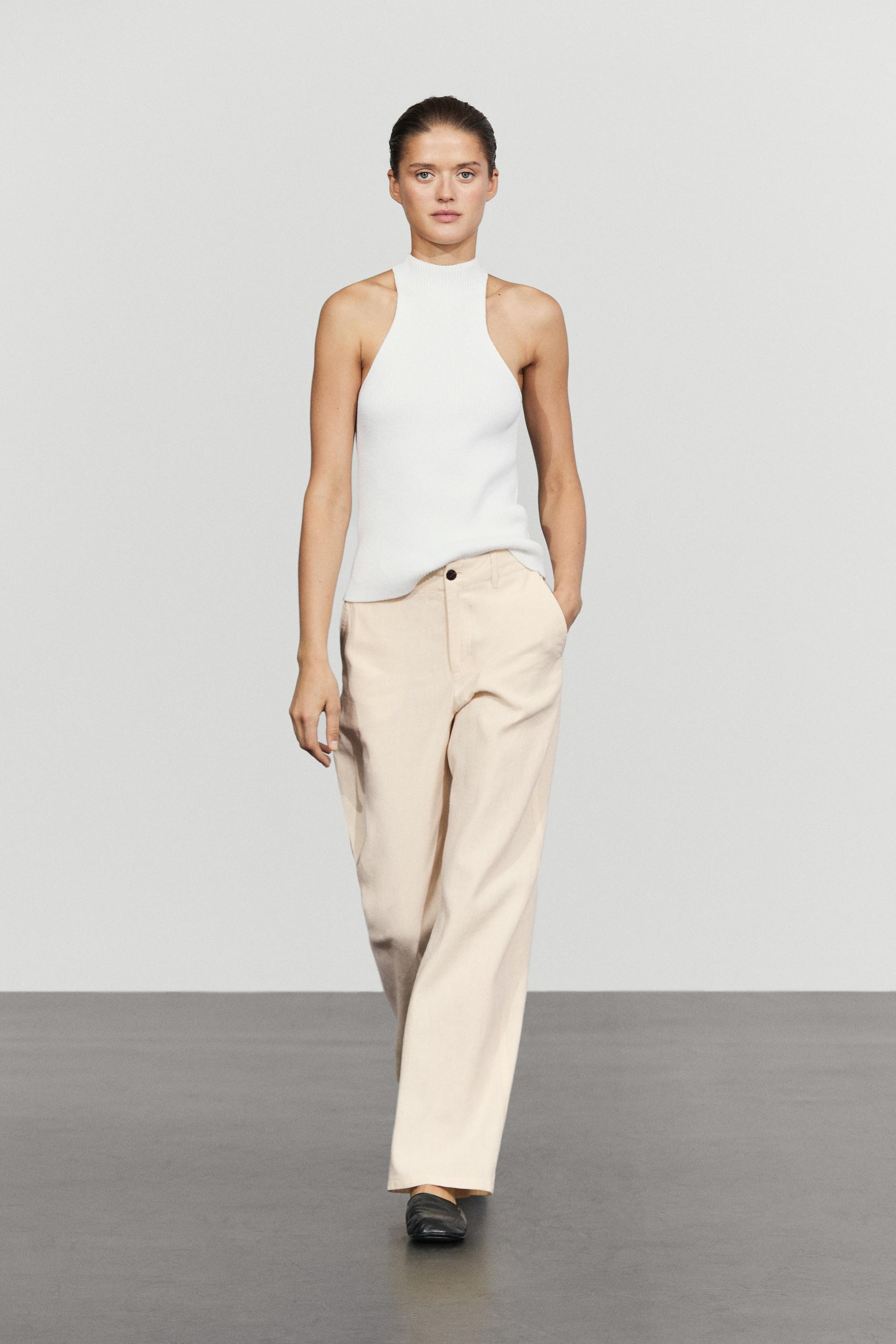 Linen blend relaxed fit pants — OCHRE MARL