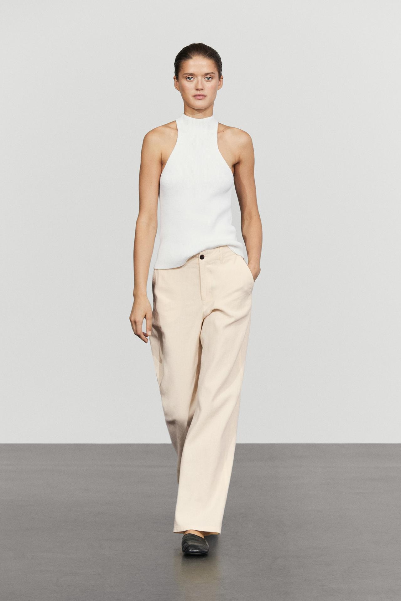 Linen blend relaxed fit pants — OCHRE MARL