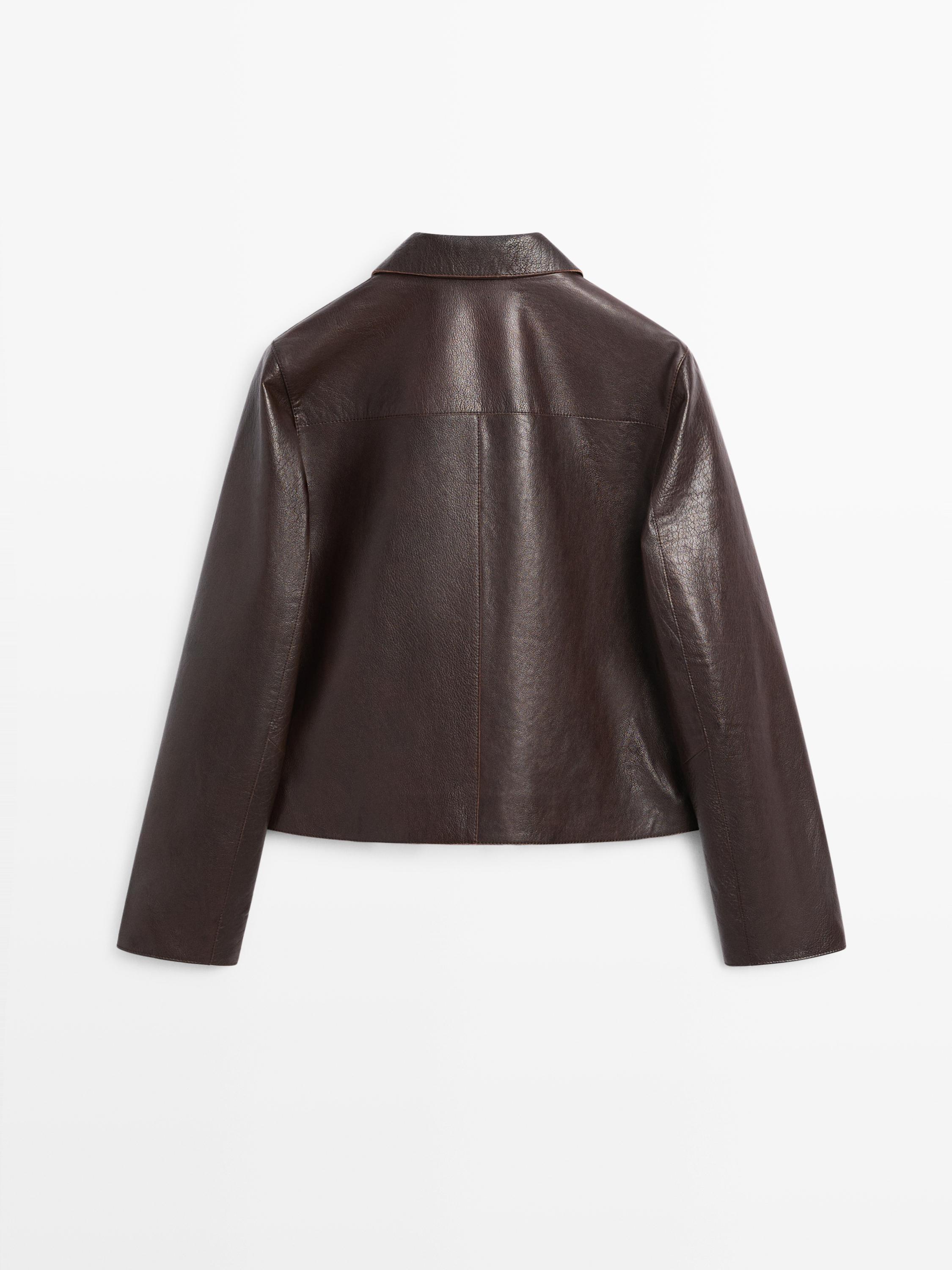 Veste courte en cuir nappa