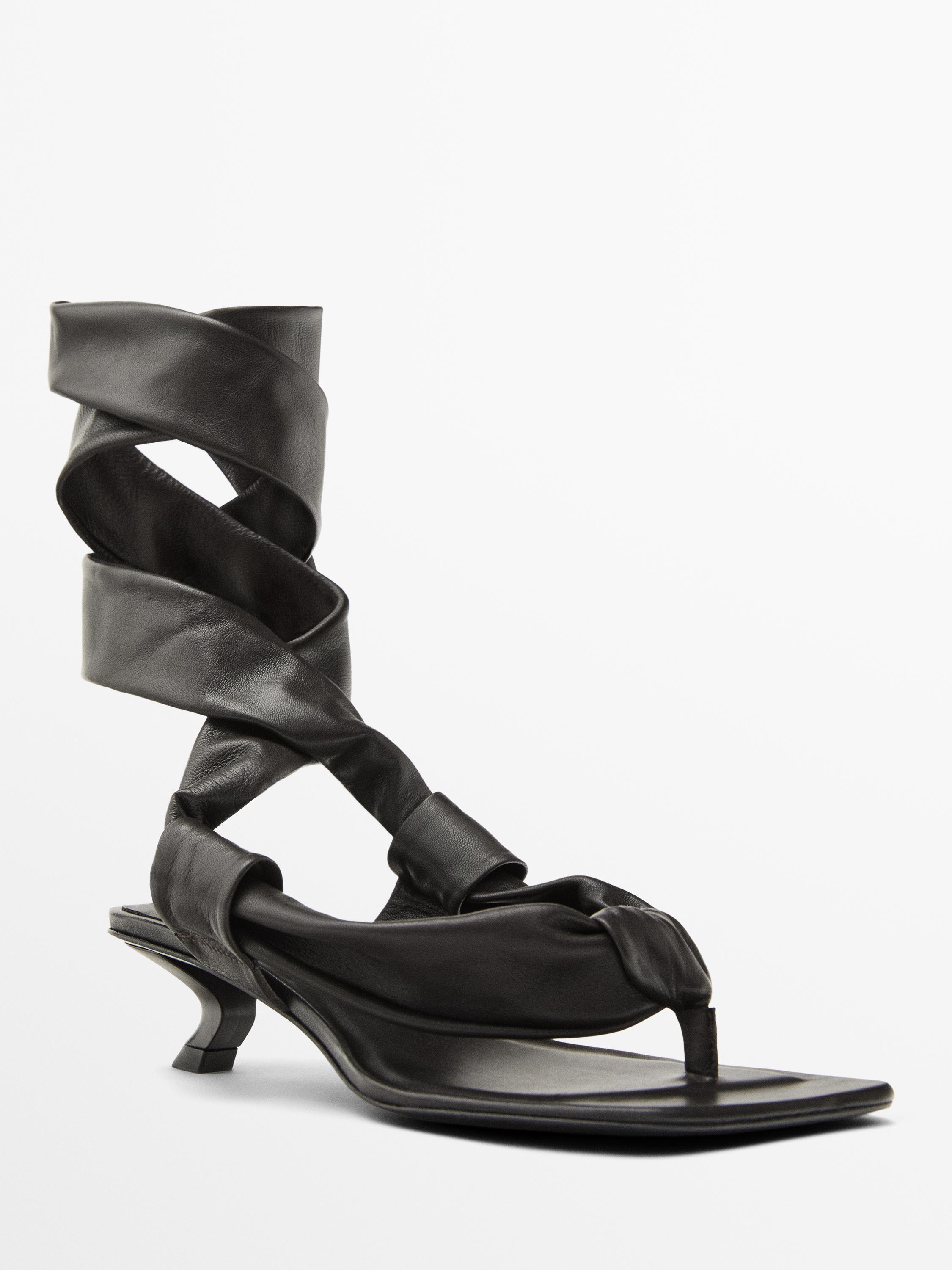 Leather high-heel sandals with tie detail - Limited Edition