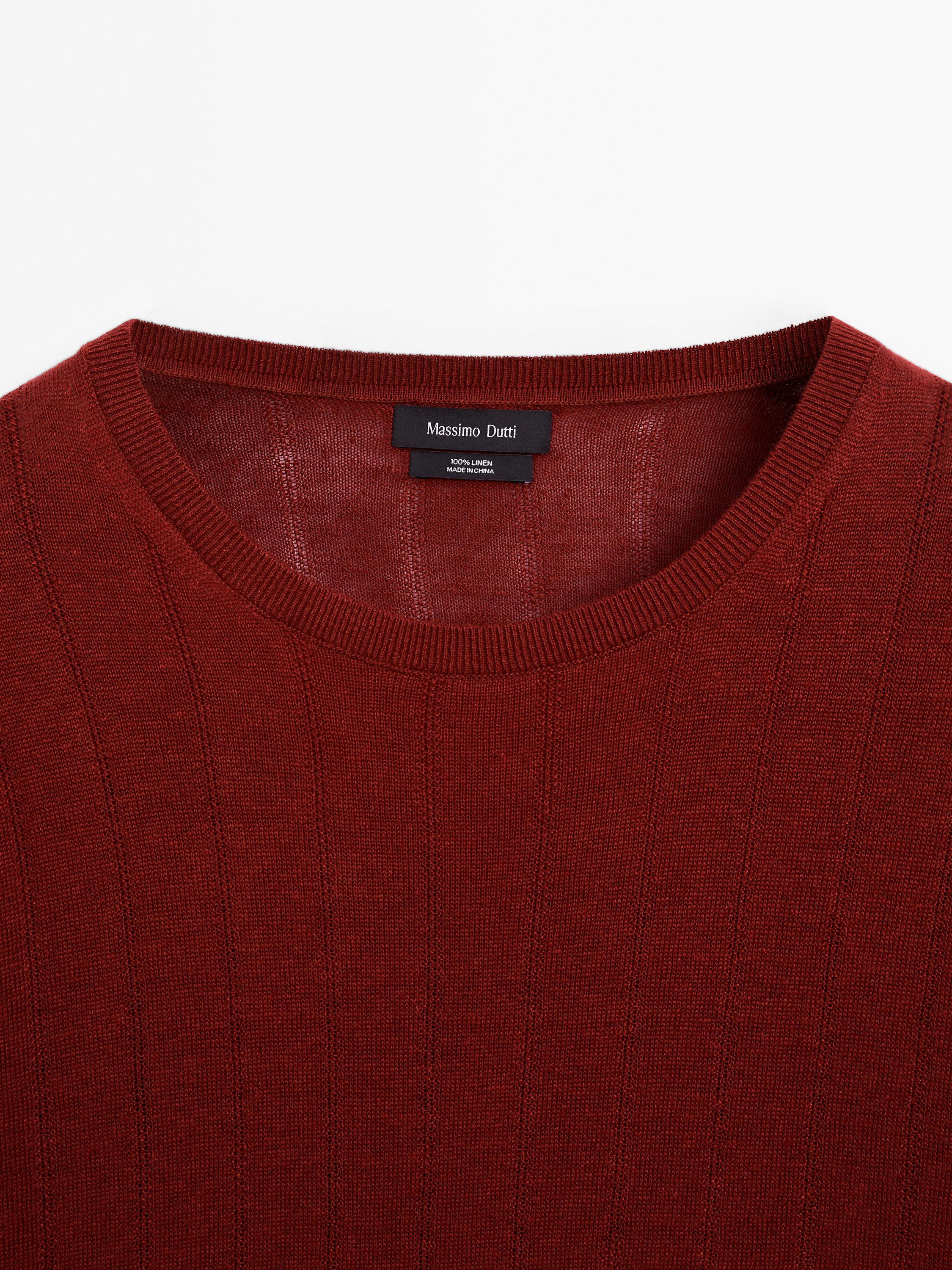 100% linen crew neck sweater