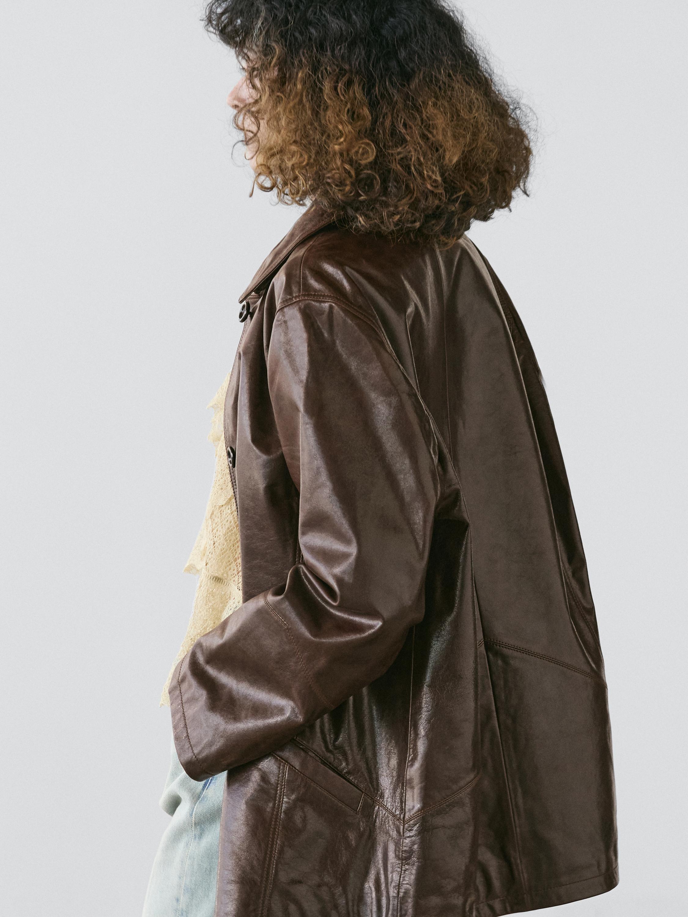 Nappa leather jacket — BROWN
